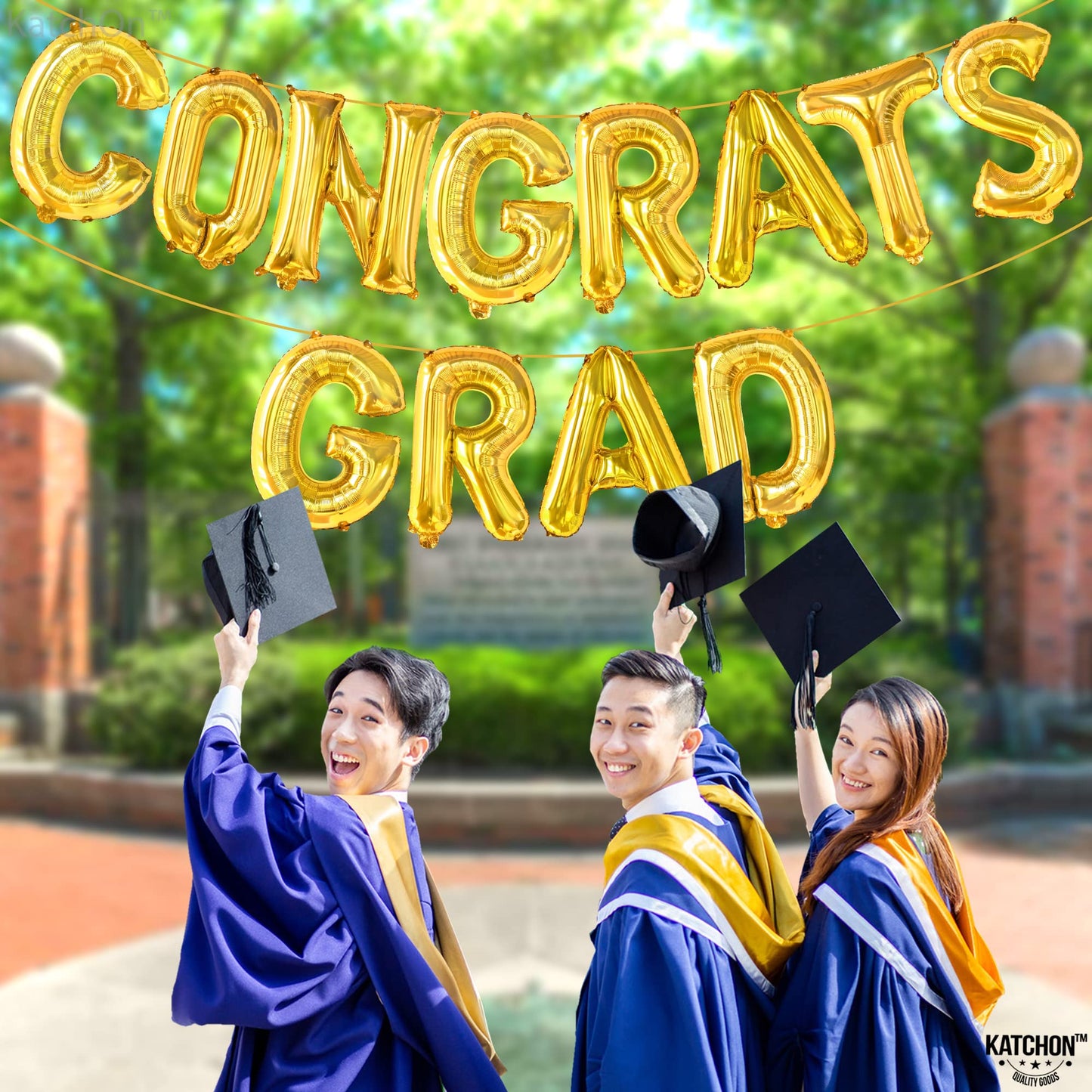 Graduation Decorations 2026 | Gold Congrats Grad Balloons - 16 Inch | Congrats Grad Banner For Graduation Decorations 2026 | Congratulations Banner | Gold Graduation Balloons, KatchOn