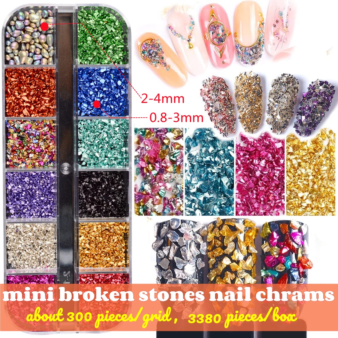 editTime 5000 Pieces (5 Boxes) Shiny Colorful Nail Art Rhinestones Nail Stone Gems Design Kit and 4 sheets flower nail art stickers with a Curved Tweezers and a Nail Brush (multicolor)