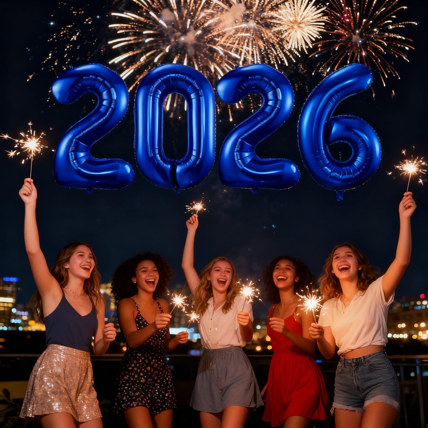 2026 Navy Blue Balloons, 40" Large Navy Blue 2026 Balloons Helium Mylar Foil Balloons for 2026 New Year Christmas Graduation Party Decoration