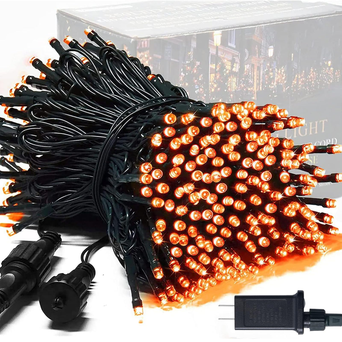 JMEXSUSS 250 LED Orange String Lights, 91.5ft Halloween Lights Plug in