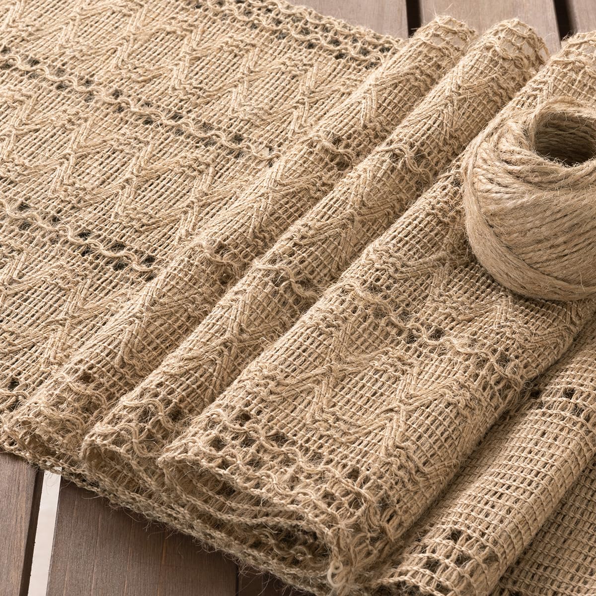 Boho Table Runner Fall Thanksgiving Farmhouse Burlap Jute Bamboo Rustic Dining Kitchen Centerpiece Decor Small Macrame Woven Coffee Table Runner for Dresser Scarf Home Decor 12x36 inch