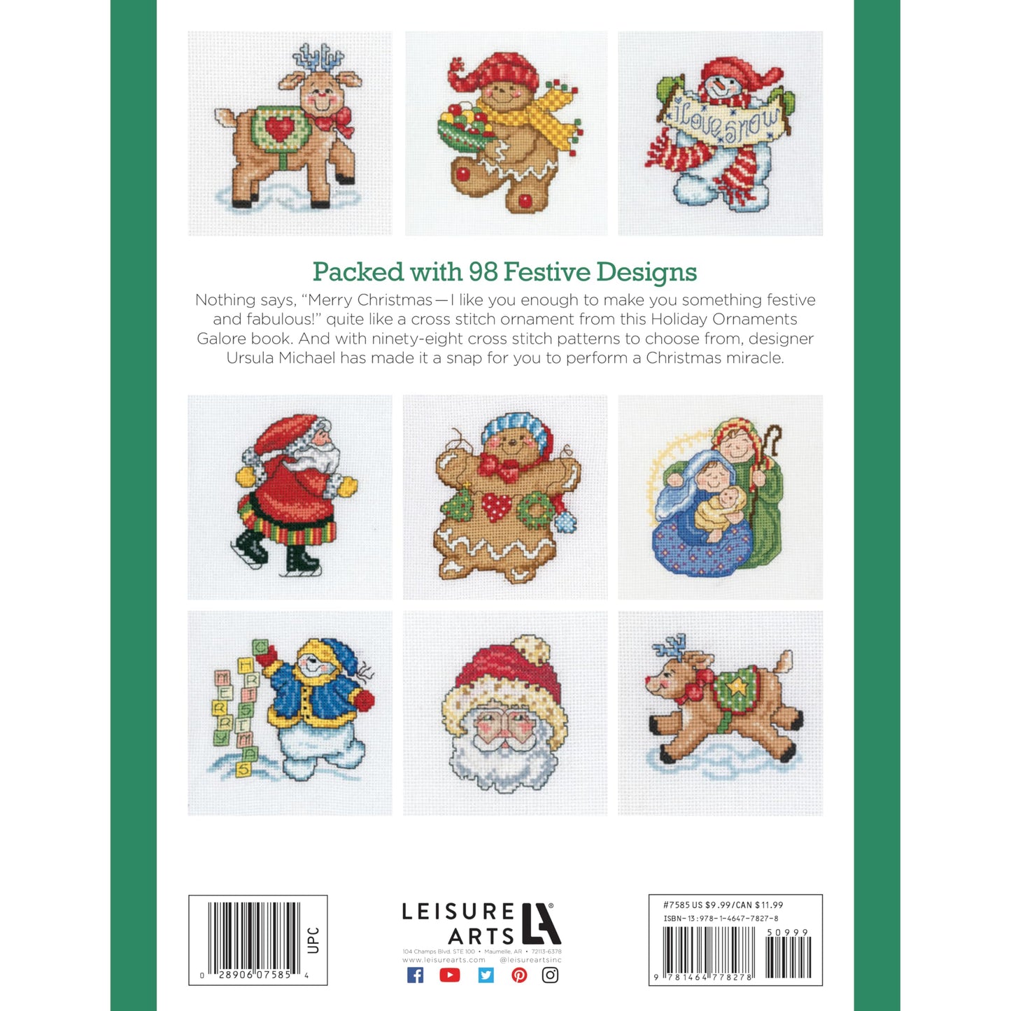 Cross Stitch Holiday Ornaments Galor Cross Stitch Book- Pattern Kits from Snowmen to Elves to Woodland Creatures, 98 Christmas Ornaments Design.
