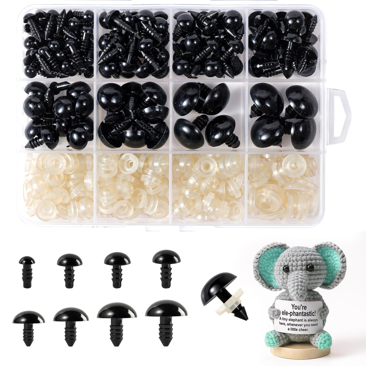 XKDOUS 6-18 mm, 8 Sizes Safety Eyes for Crocheting, Crochet Eyes for amigurumi, Stuffed Animal Doll Eyes for DIY Crafts