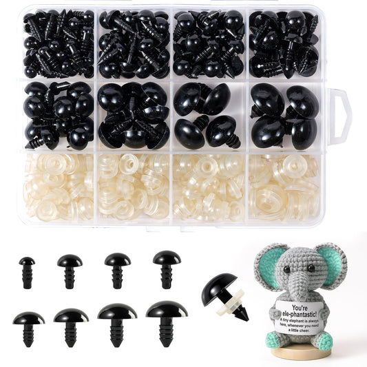 XKDOUS 6-18 mm, 8 Sizes Safety Eyes for Crocheting, Crochet Eyes for amigurumi, Stuffed Animal Doll Eyes for DIY Crafts