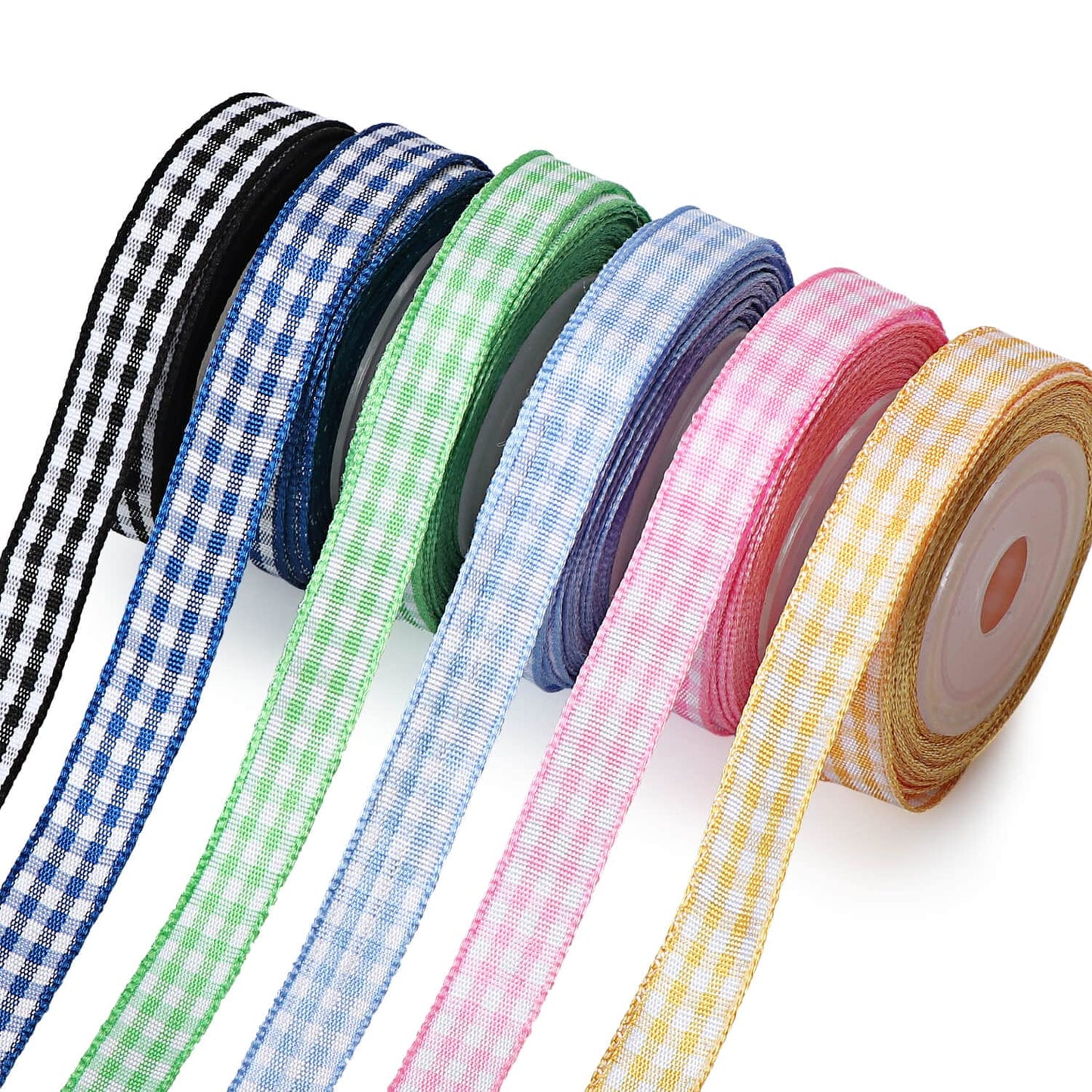 SOFIRE Gingham Ribbon for Gift Wrapping, Plaid Buffalo Ribbon 3/8 Inch Wide 6 Rolls 30 Yards Checkered Ribbon for Crafts