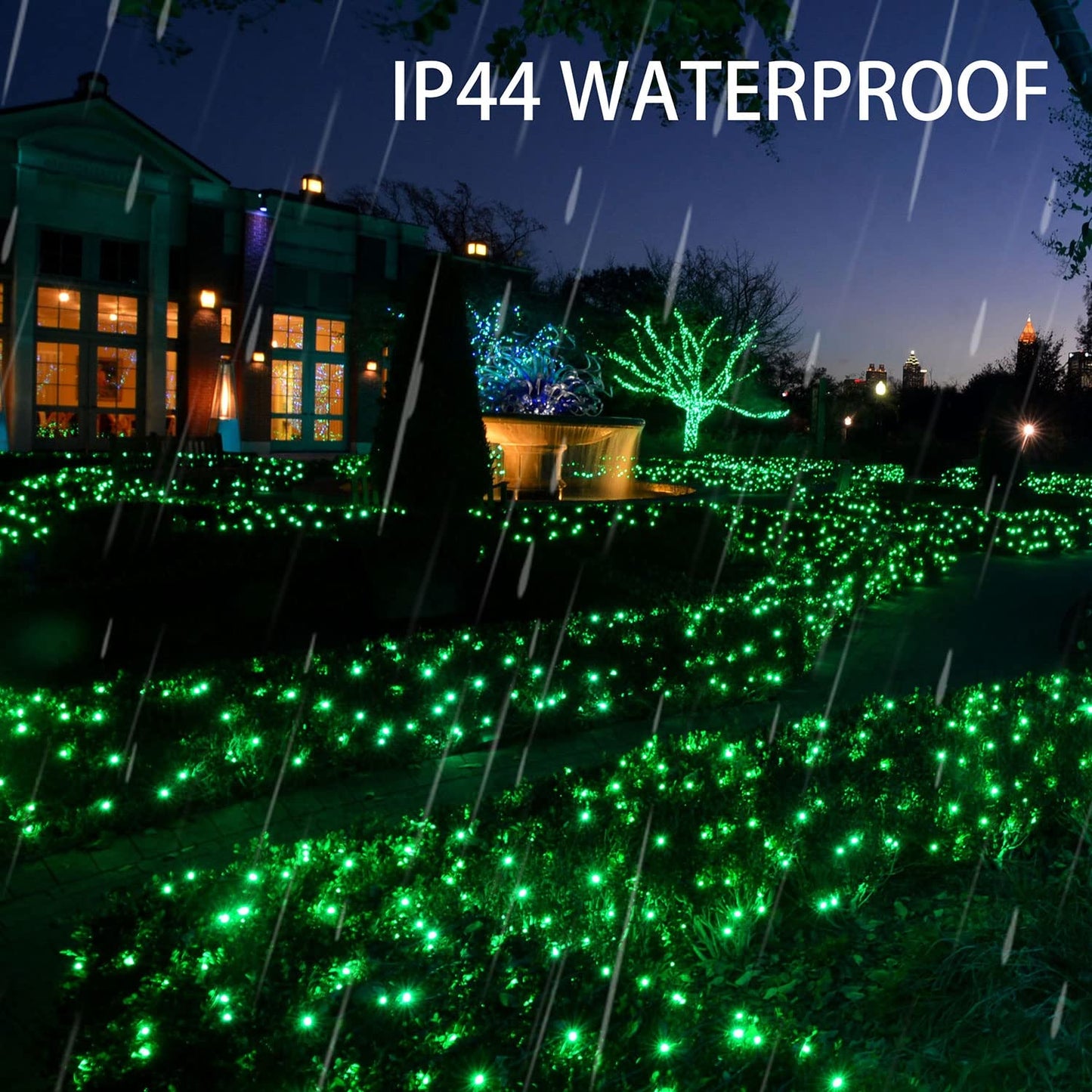 Dazzle Bright 2 Pack Total 400LED 132FT Green Christmas Solar String Outdoor Lights, St. Patrick's Day Solar Powered with 8 Modes Waterproof Fairy Lights for Patio Garden Tree Party Yard Decoration