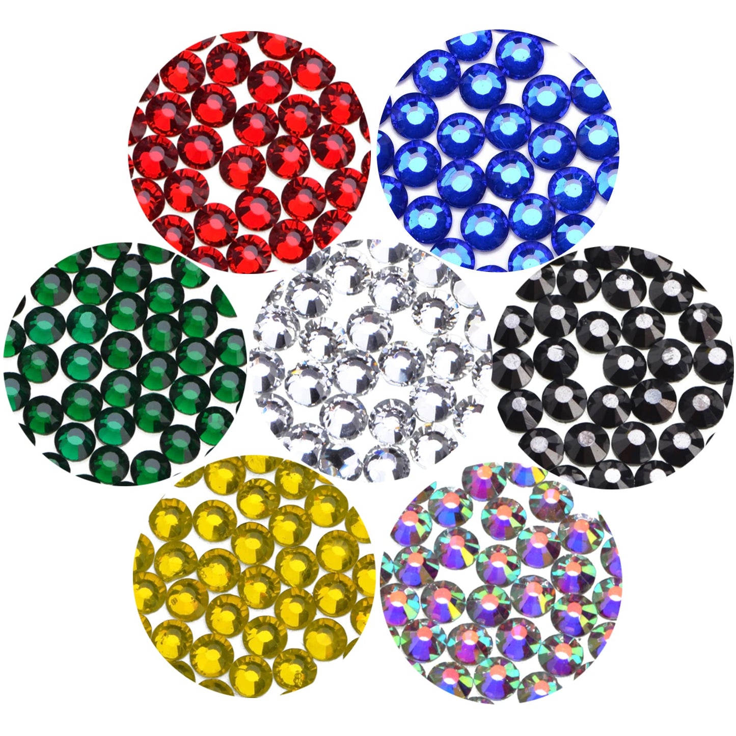 8800pcs+ Flatback Glass Hotfix Iron On Rhinestones Crystal for DIY Making with 1 Tweezer & 1 Picking Pen for Shoes, Clothes, Face Art, Bags, Manicure (34-Colors, SS 10)
