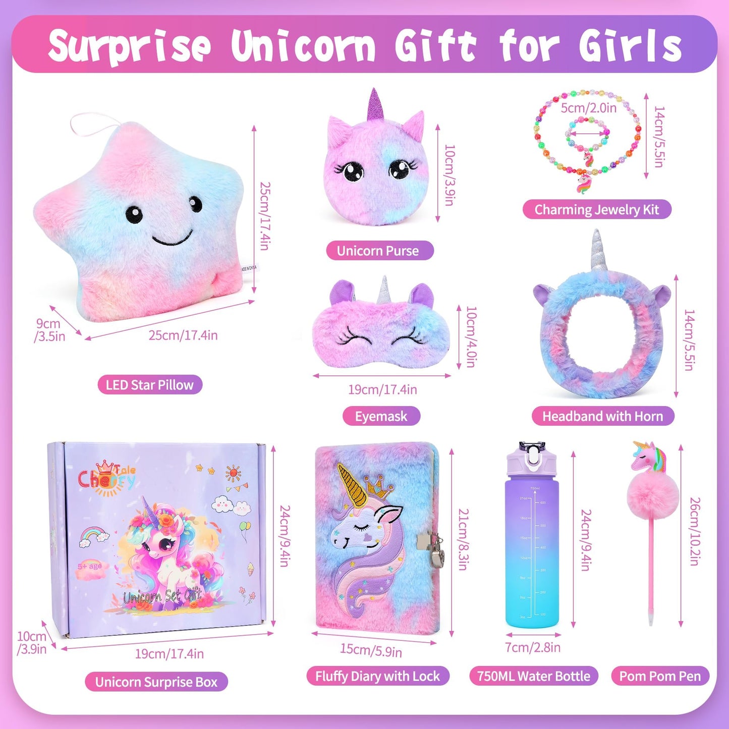 Cherry Tale Unicorn Gifts for Girls Age 6-8, Kindergarten Graduation Gifts for Girls, Unicorn Toys Birthday Gifts for Preschool Daughter Niece 5 6 7 8 9 10 Year Old