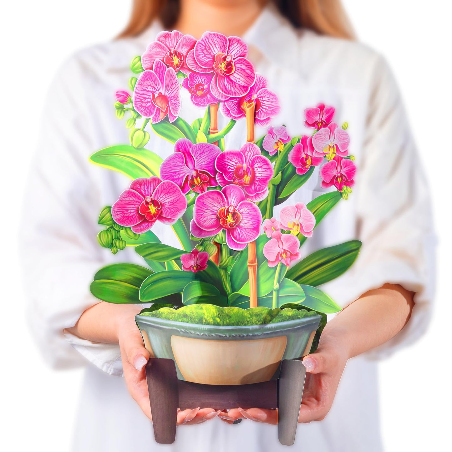 Airpark Mothers Day Gifts Pop Up Flower Card, 3D Orchid Bouquet Mothers Day Cards for Mom Women, Birthday, Thank You, Teacher Appreciation Gifts, Floral Card with Envelope & Note