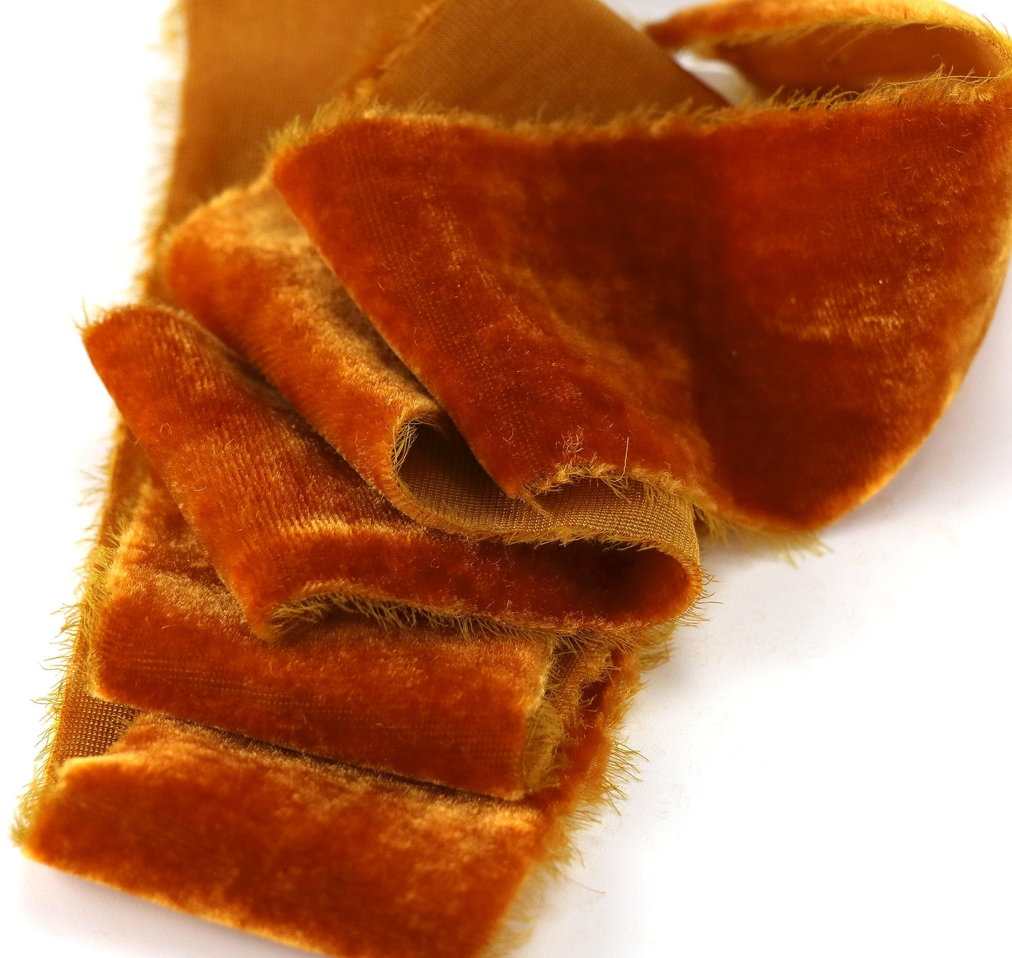 Terracotta Velvet Ribbon 2 Inch Hand Torn Burnt Orange Silk Frayed Edge Ribbon for Thanksgiving Bridal Bouquets Invitations Wedding Vow Books Gift Baskets 3 Yards