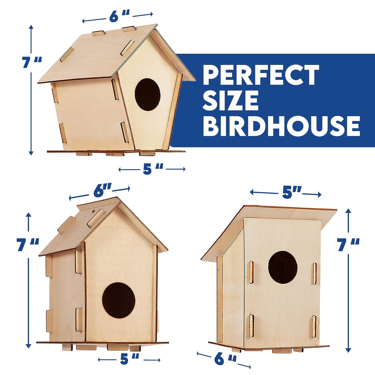 12 DIY Bird House Kits For Children to Build - Wood Birdhouse for Kids to Paint - Unfinished Bird Houses - Spring Crafts Kits - Wooden Arts & Craft for Girls & Boys - Classroom & Spring Activity