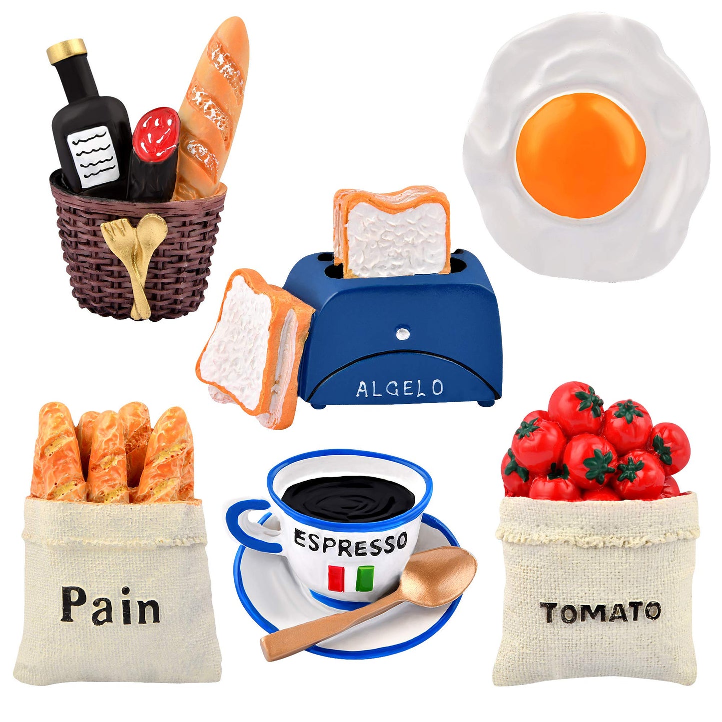 6pcs Cute 3D Resin Fridge Magnets - Creative Natural Food Shaped Magnets for Home Decor, Refrigerator, Magnetic Whiteboard or Blackboard