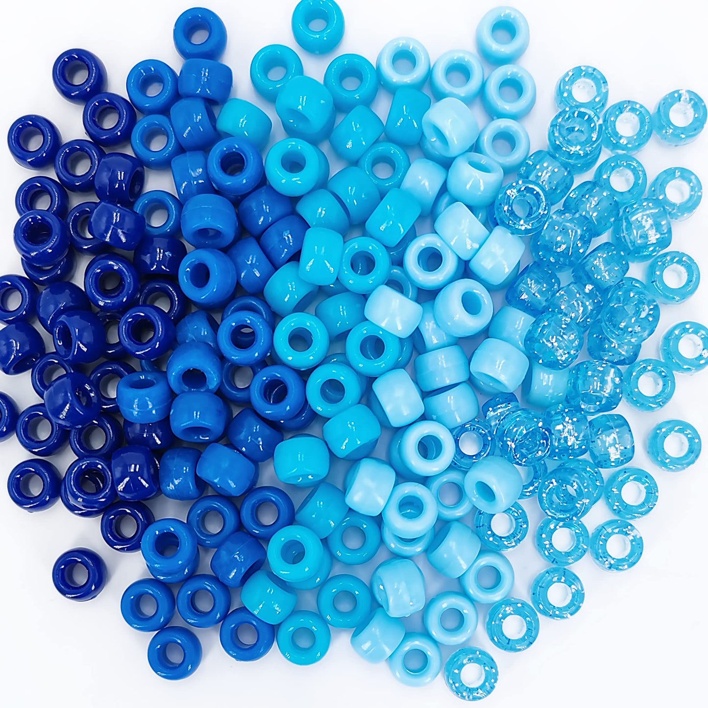1000PCS 6x9mm Pony Beads Bulk, 5 Styles Blue Pony Beads for Bracelets Making Kit, Kandi, Hair Braids Crafts for Jewelry Making (Blue)