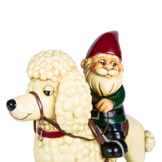 10” Poodle Garden Gnome Statue – Fun Lawn Ornament for Dog Lovers – Durable Resin Yard Decor with Faux Leather Leash – Unique Gift for Poodle Owners & Pet Enthusiasts