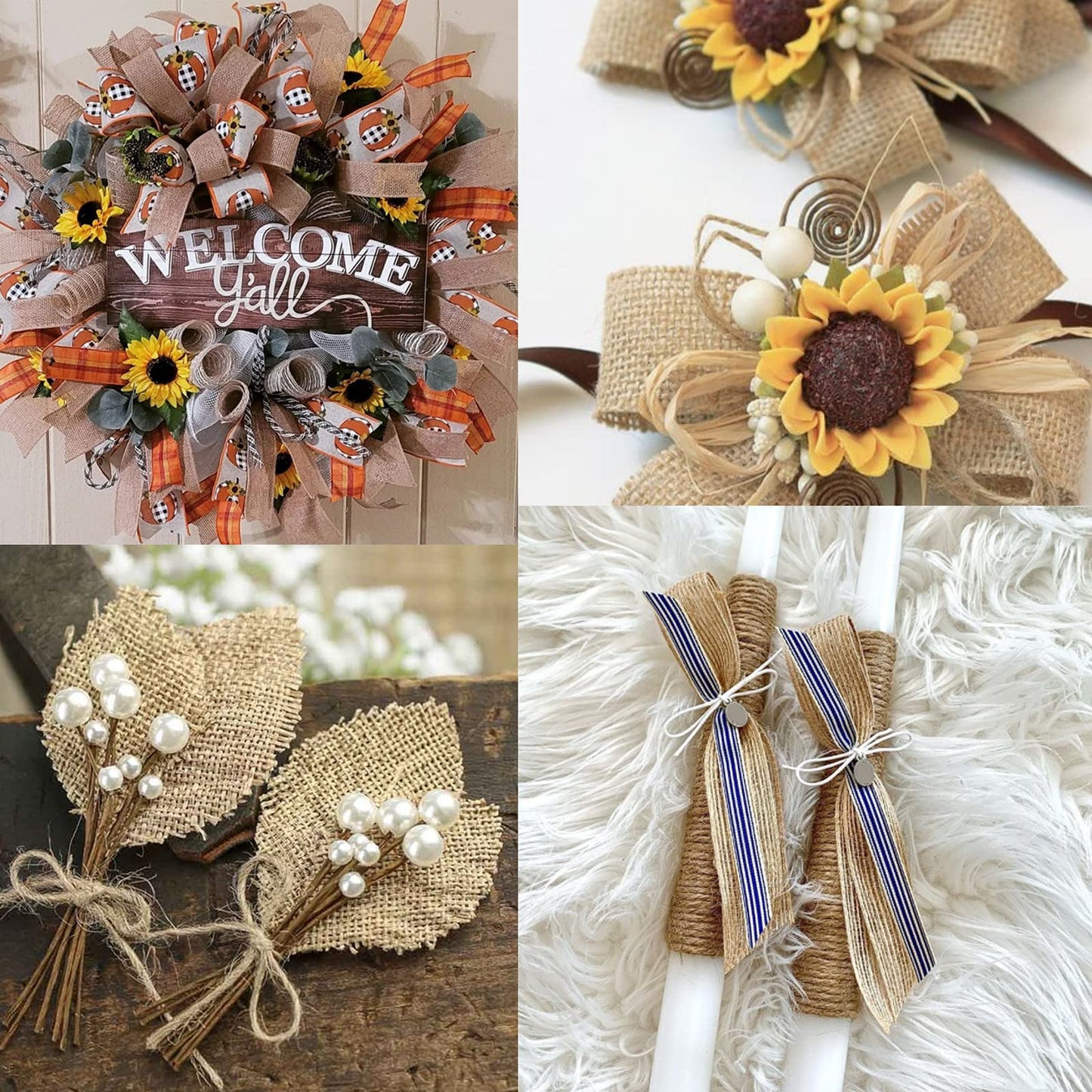 33Yards Jute Burlap Fabric Ribbon,Brown Premium Fabric Craft Ribbon,Personalized Ribbon for Big Bow,Wreath,Wedding,Gift Wrapping,Party Favor,Home Decor,and DIY Craft(0.8" x 11Yards x 3 Rolls)