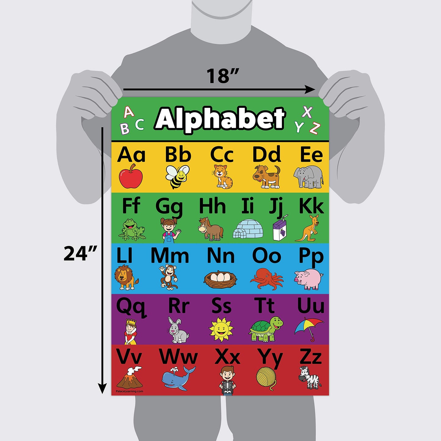 Learning 4 pack - ABC Alphabet + Numbers 1-10 + Shapes + Colors Poster Set - Toddler Educational Charts (LAMINATED, 18" x 24")