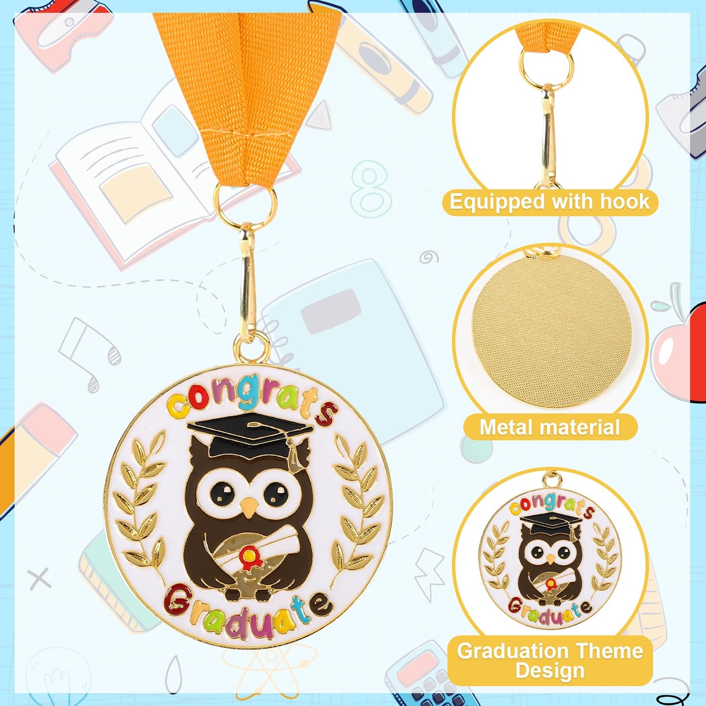 Kindergarten Graduation Medal for Kids Preschool Pre-k Graduation Award Medals with Neck Ribbon for School Student Graduation Party Gifts Favors(Metal, 2 Inch)