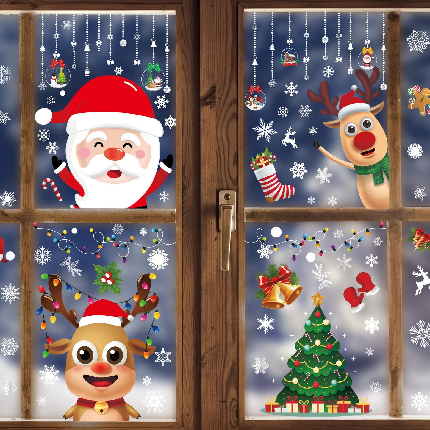 Christmas Window Clings Decals Double Sided Christmas Snowflake Window Decals Clings for Glass Window Xmas Holiday Home Office School Decoration
