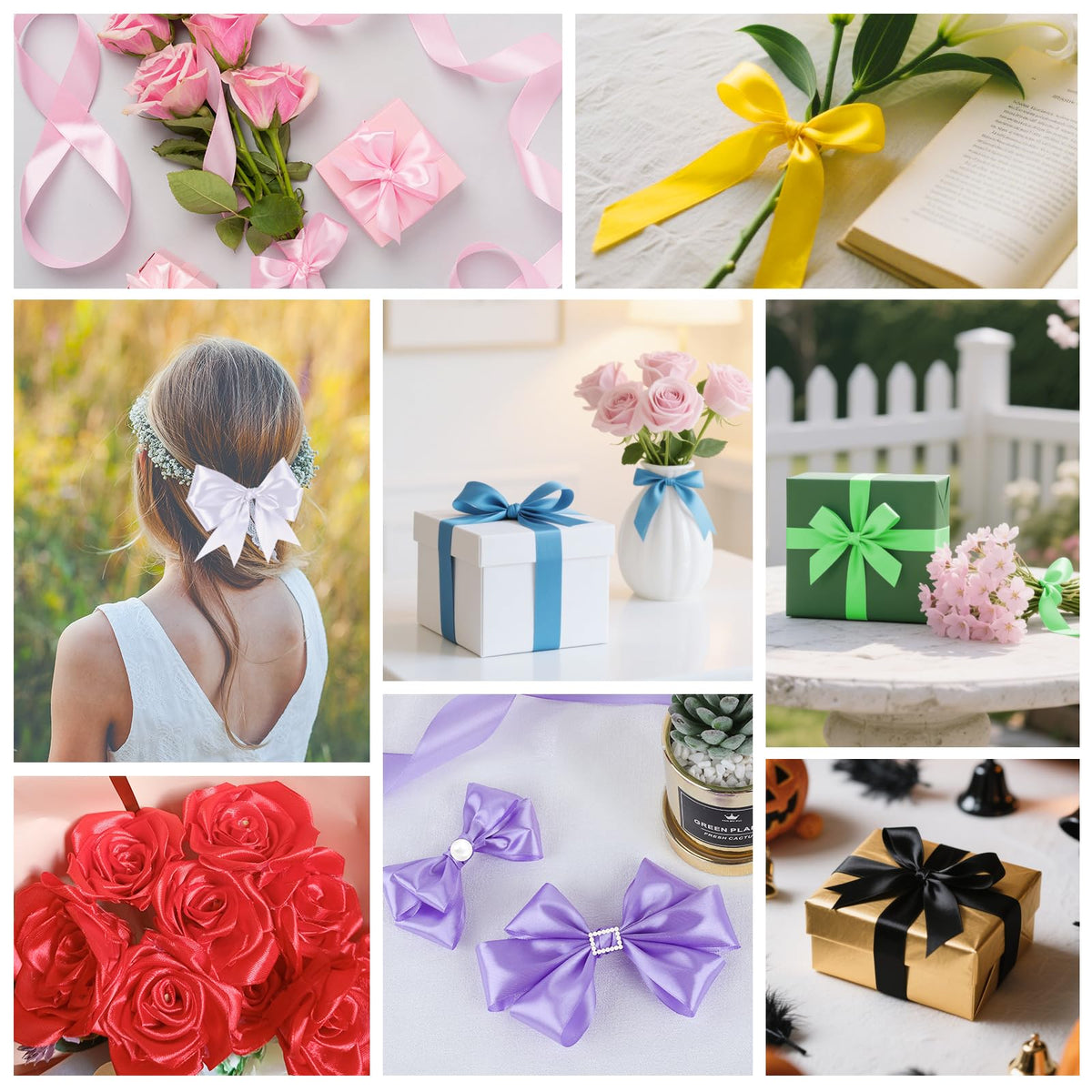NESCCI 800 Yards Ribbon,1 Inch Satin Ribbon,Single Face Satin Ribbons, Perfect for Gift Wrapping,Wedding Decoration,Handmade Bows,Wrapping Bouquet and More