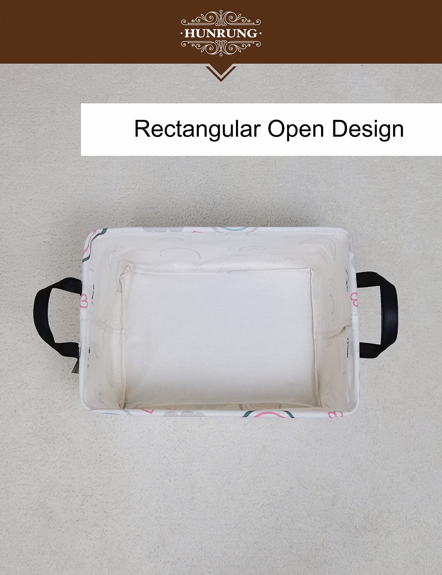 Rectangle Storage Basket Cute Canvas Organizer Bin for Pet/Children Toys, Books, Clothes Perfect for Rooms/Playroom(Rec-Rainbow)
