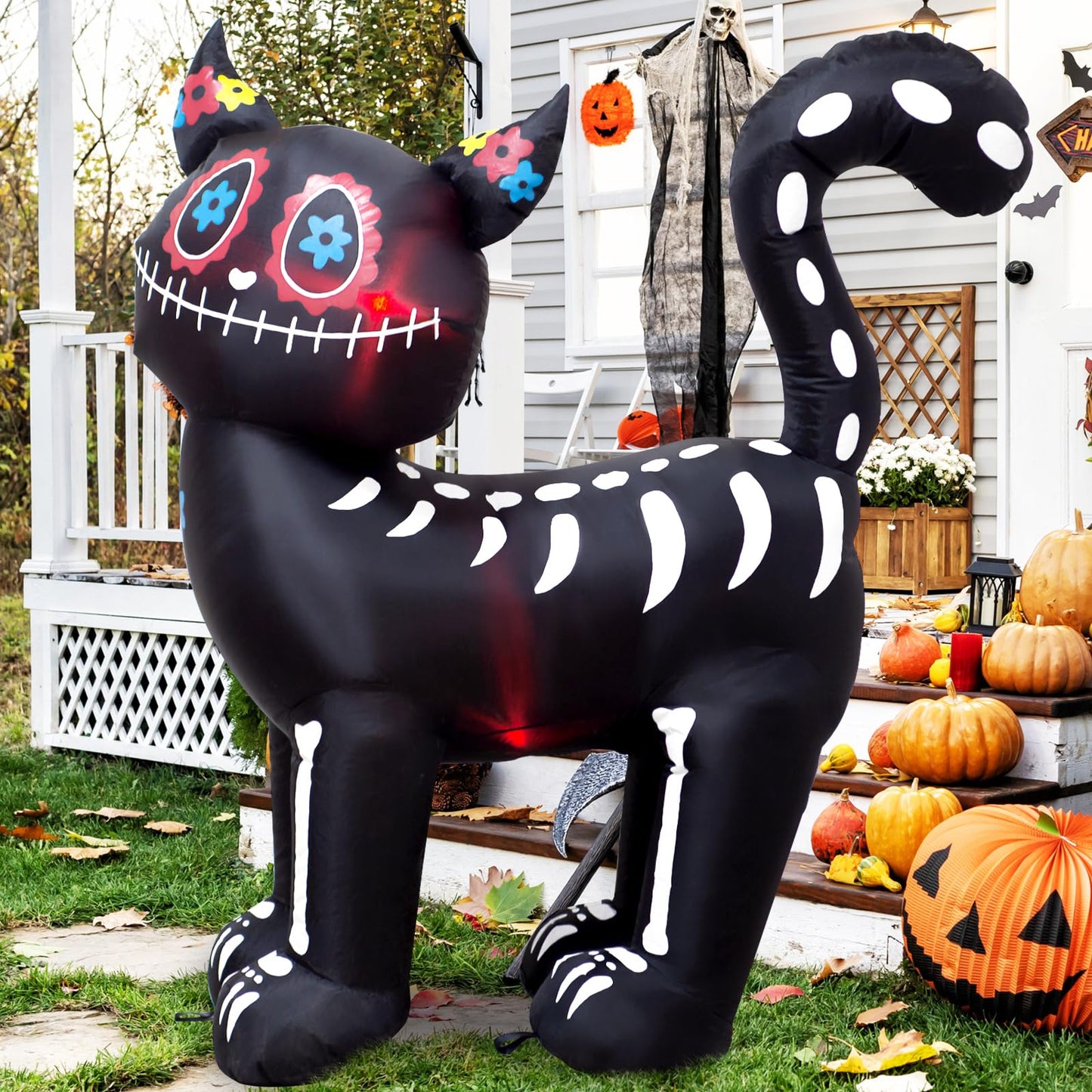 VENLOIS 4 Feet Tall Halloween Inflatable Black Cat LED Lights Decor Outdoor Indoor Holiday Decorations,Blow up Lighted Yard Decor, Giant Lawn Inflatable Home Garden Party Decoration