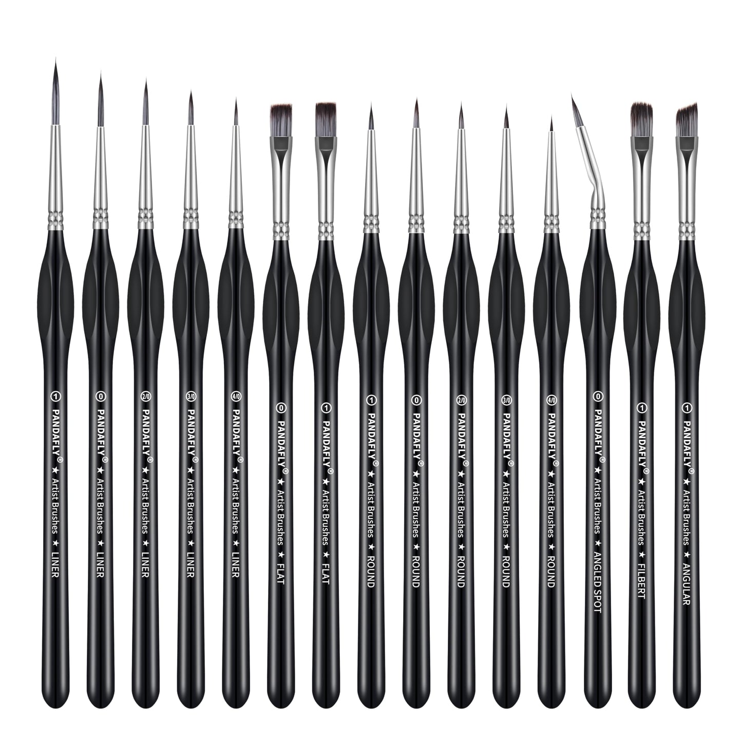 PANDAFLY Detail Paint Brushes Set, 15pcs Miniature Brushes for Fine Detailing & Art Painting - Acrylic, Oil, Watercolors & Paint by Number, Models, Face, Nail, Craft, Warhammer 40k