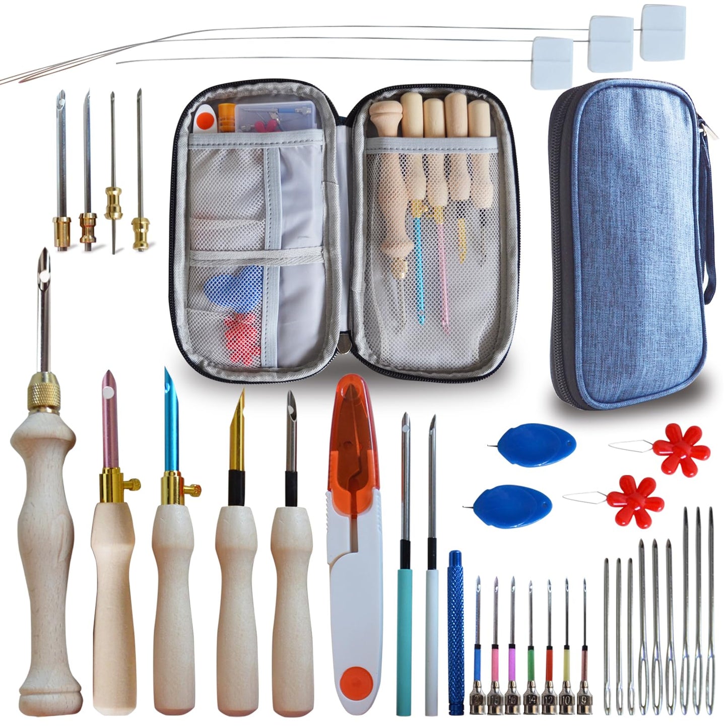 Punch Needle Embroidery Kit - Complete Set for Needle Punching - Includes Adjustable Punch Needle Tool and Wooden Handle Embroidery Pen Set - Ideal for Adults Beginners