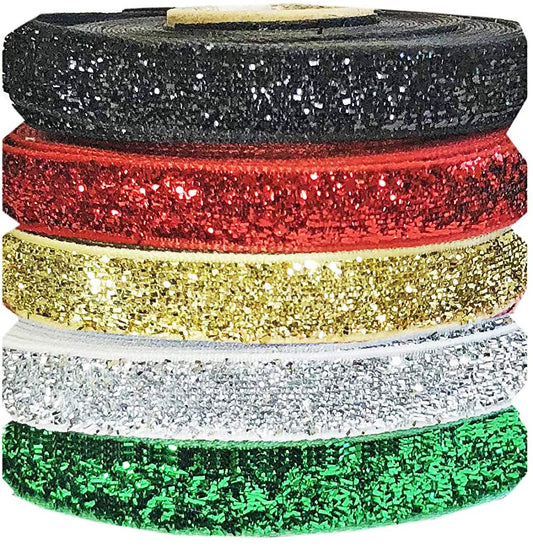Bulk Velvet Ribbon 3/8 for Crafts-25yd 3/8" Wide Red Ribbon,Green Ribbon Christmas Ribbon for Gift Wrapping Ribbon Bows, Black Ribbon Halloween,Gold Ribbon and Silver Ribbon for Christmas Gift Bow