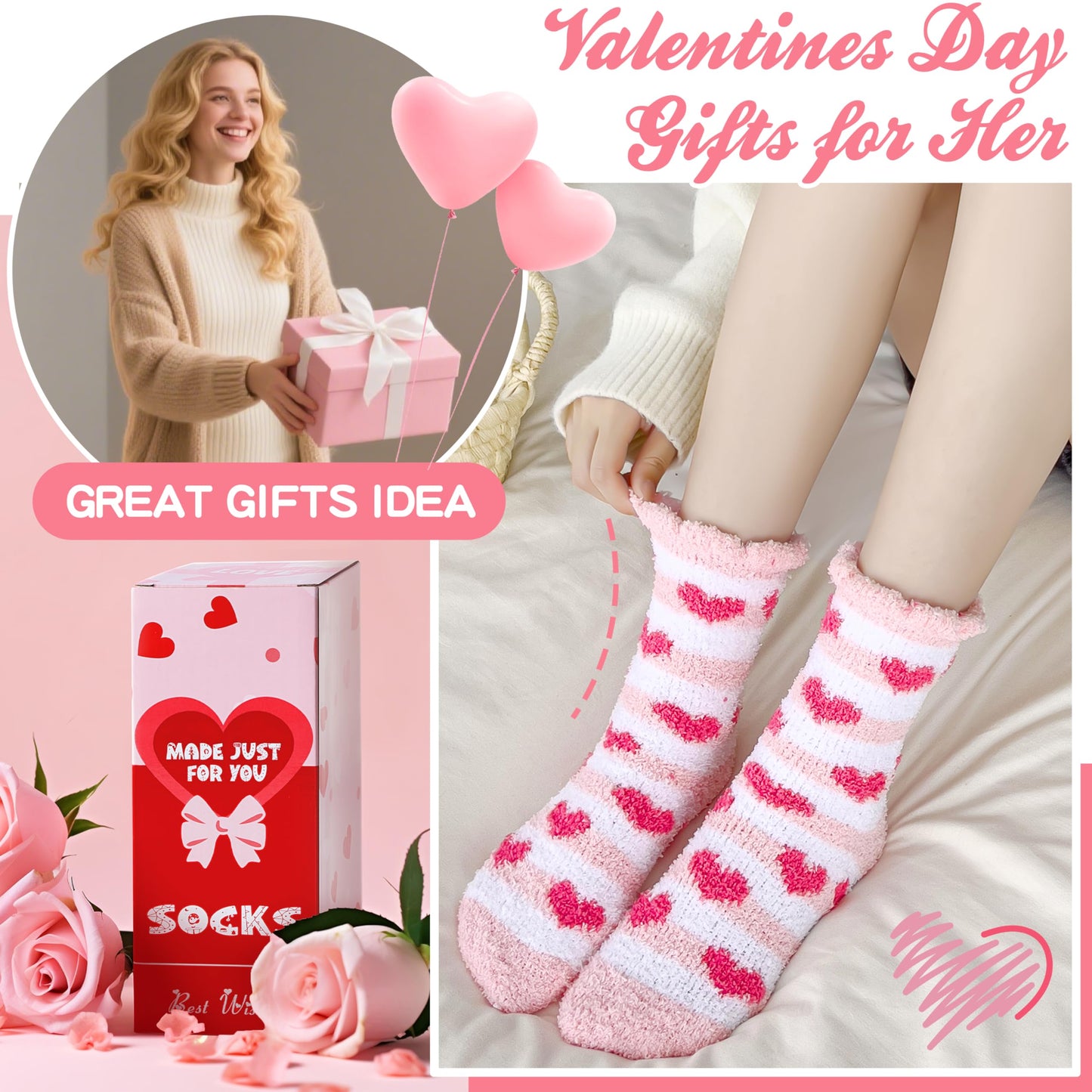 EBMORE Fuzzy Socks for Women, Fluffy Cozy Comfy Soft Cabin Plush Warm Winter Sleep Home Slipper Socks, Christmas Gifts, Valentines Day Gifts for Her, Women Who Have Everything, Stocking Stuffers