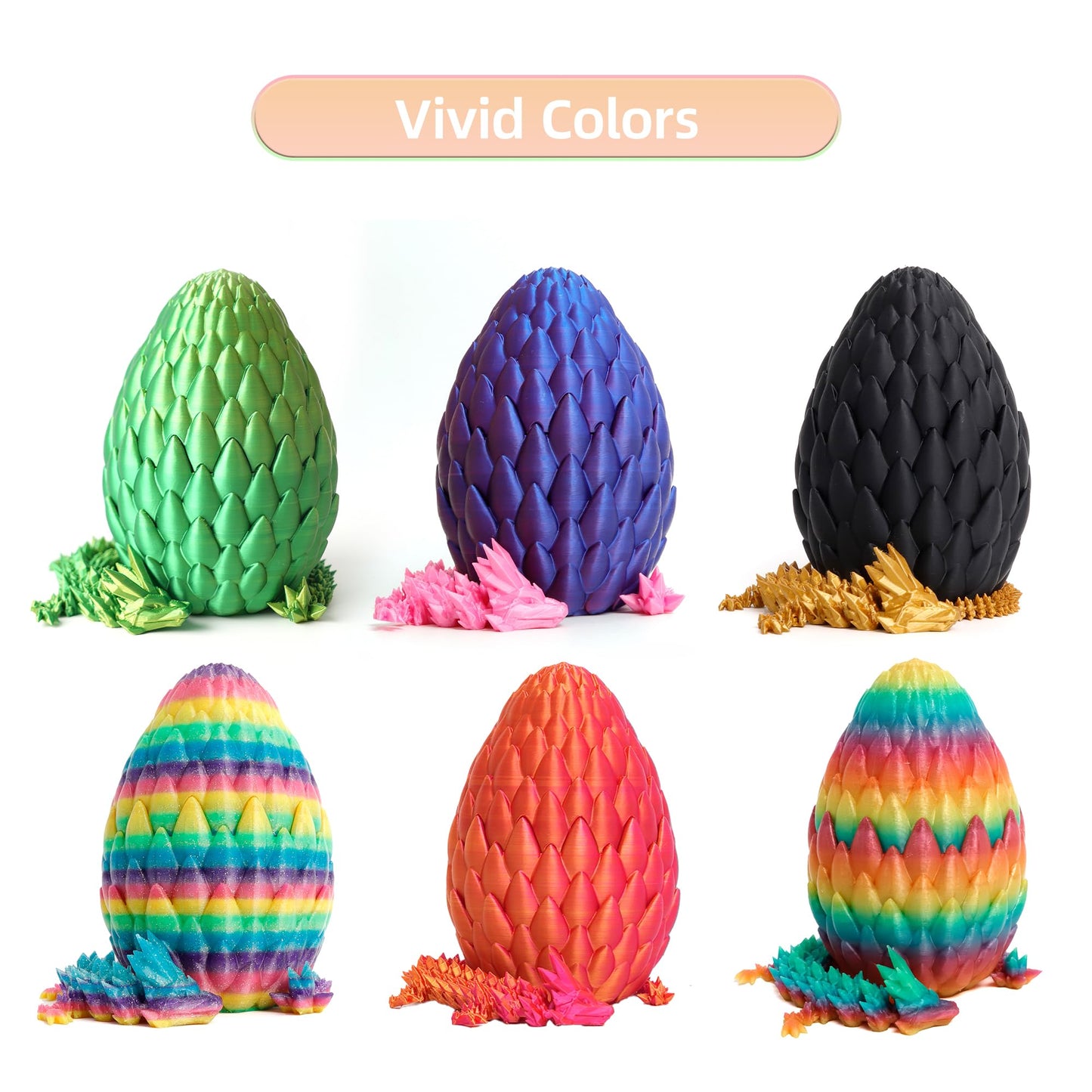3D Printed Dragon Egg - Gold - Surprise Egg with 12" Flexible Crystal Dragon Inside, Mythical 3D Printed Gift Toy, Desk Executive Pet, Figurine Decor for Christmas, Birthday, Easter