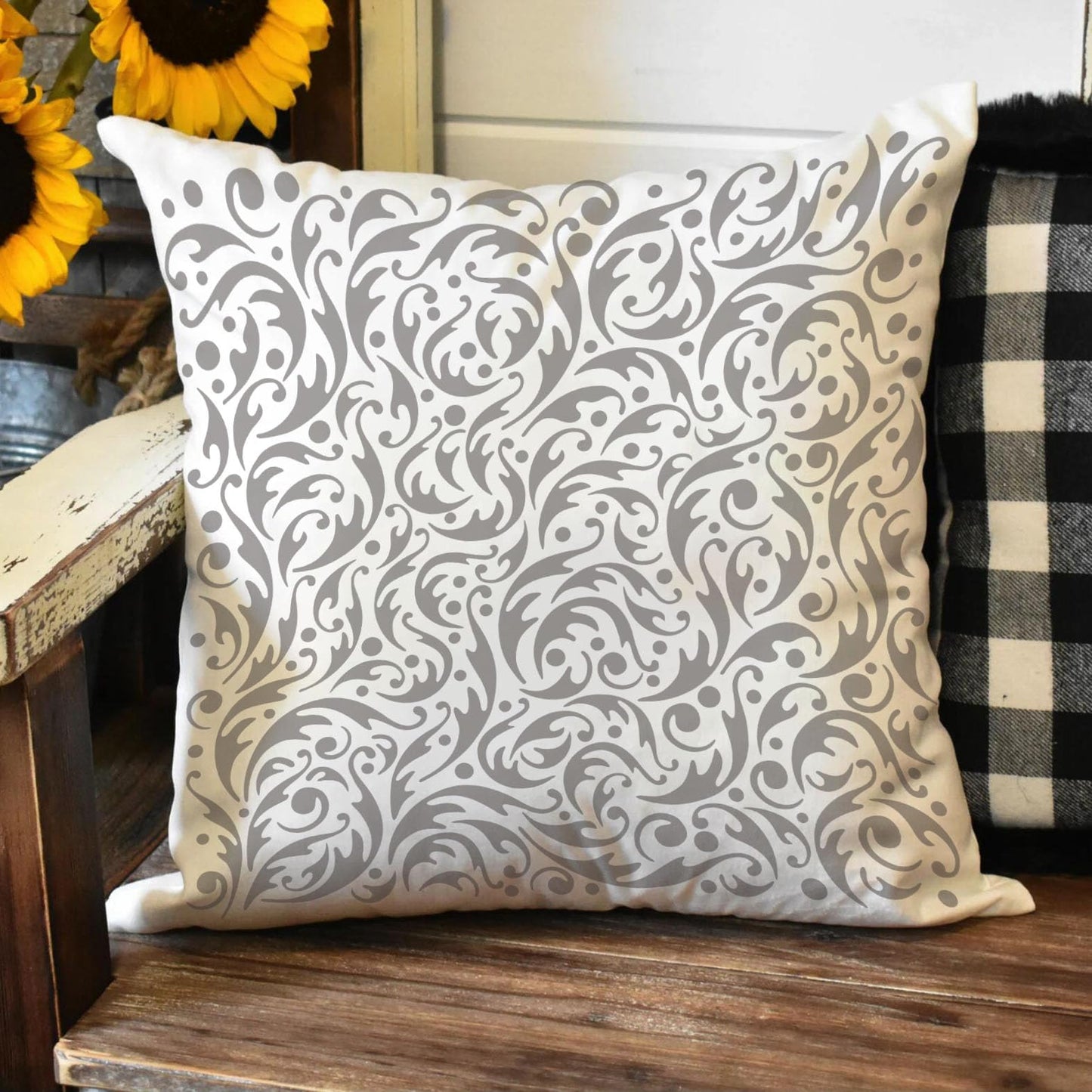 Stencils for Crafts Reusable Texture Stencils for Painting Floral/Leopard/Brick Stencil Mixed Medium Drawing Templates for Wood Furniture Wall Fabric Canvas Paper DIY Decor（16p/6+12in）