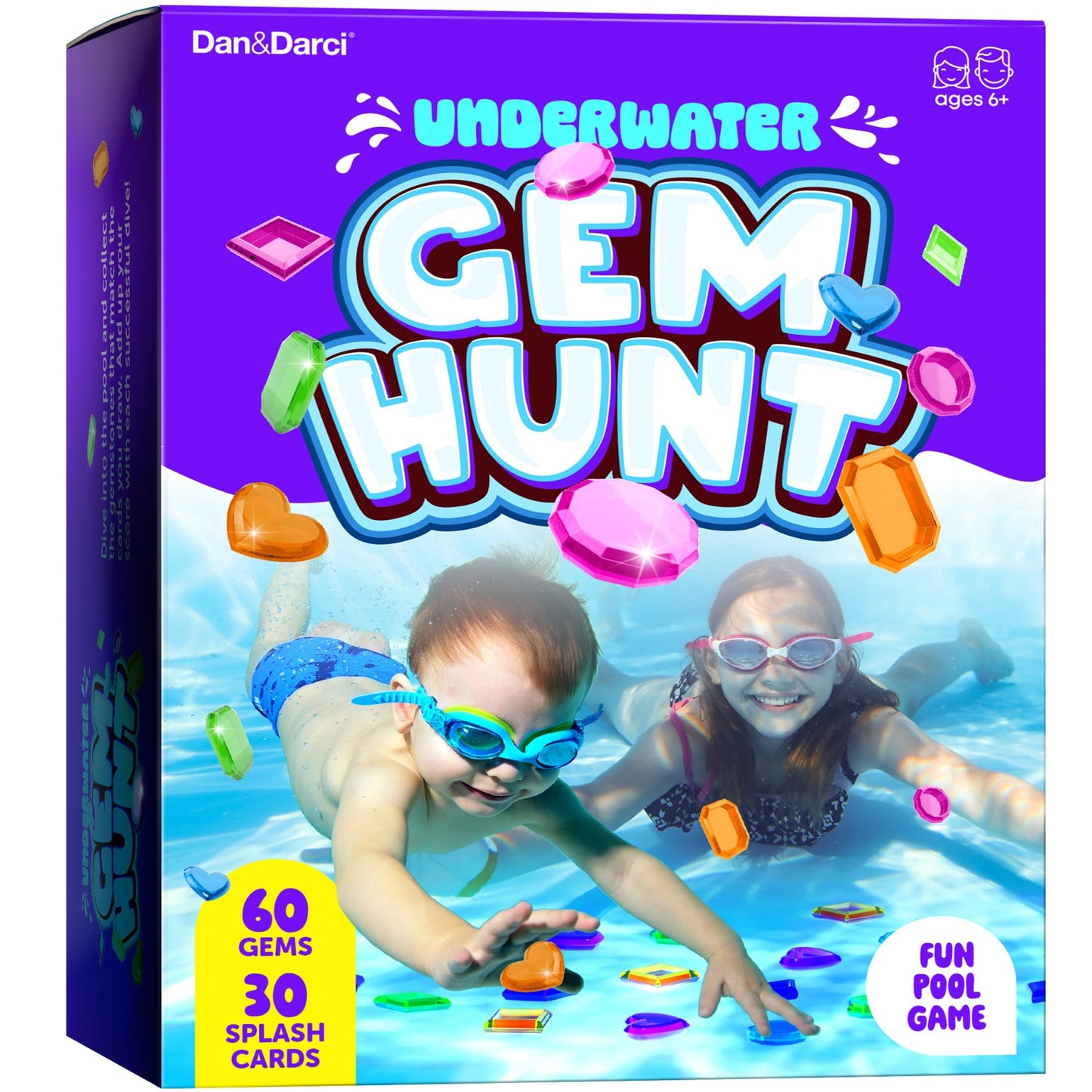 Dan&Darci Pool Gem Hunt Diving Game for Kids - Pools Toys for Kid Ages 6 7 8 9 10 11 12 Year Old - Water Games Swimming Dive Toy - Gifts for Girls, Boy Ages 6-8, 8-12, Summer Fun