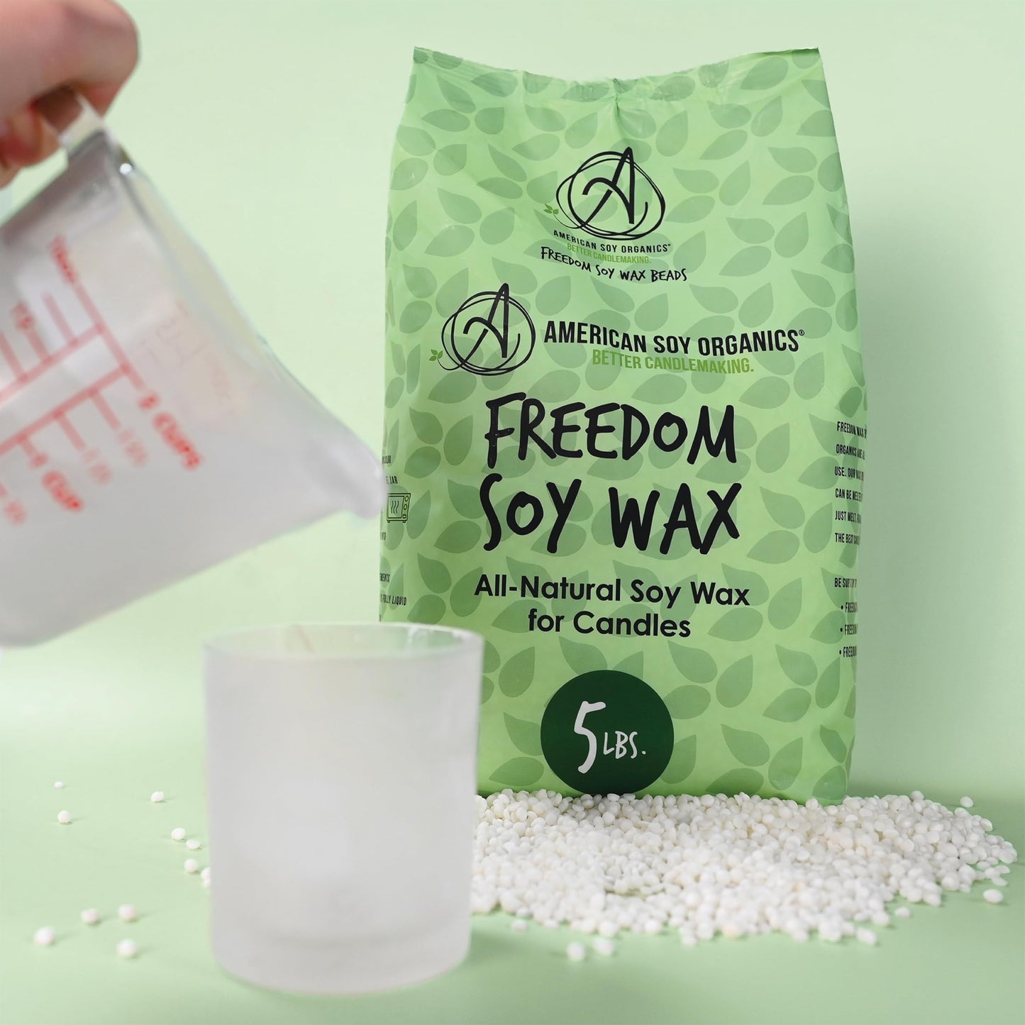 Freedom Soy Wax Beads for Candle Making - Natural Candle Making Supplies - Paraffin-Free, Beeswax-Free Candle Wax for Container Candles, Tealights and Wax Melts, 10 lbs