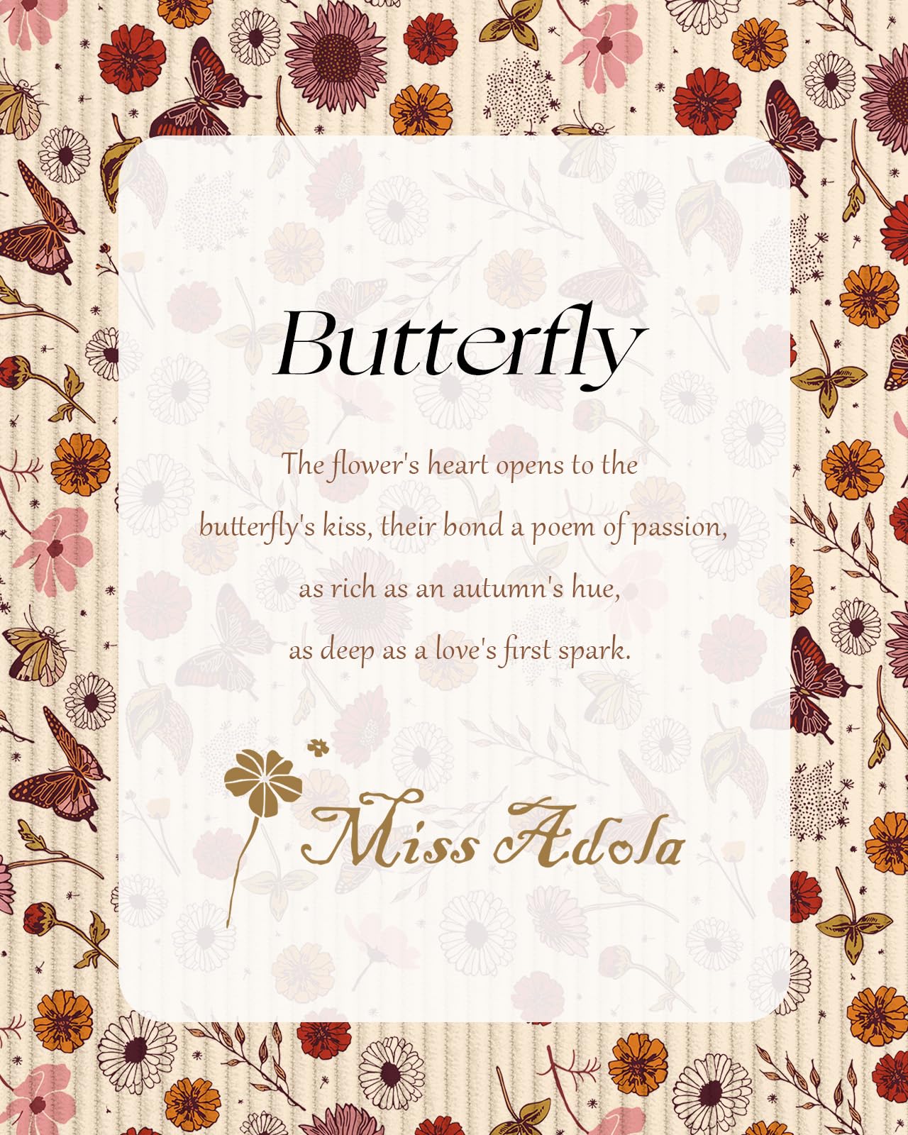 Miss Adola Aesthetic 2 Pack Corduroy Tote Bag - with Corduroy Makeup Pouch Bag for Women Butterfly Flower Reusable Grocery Bag with Buckle Shoulder Bag for Gym, Travel, Work