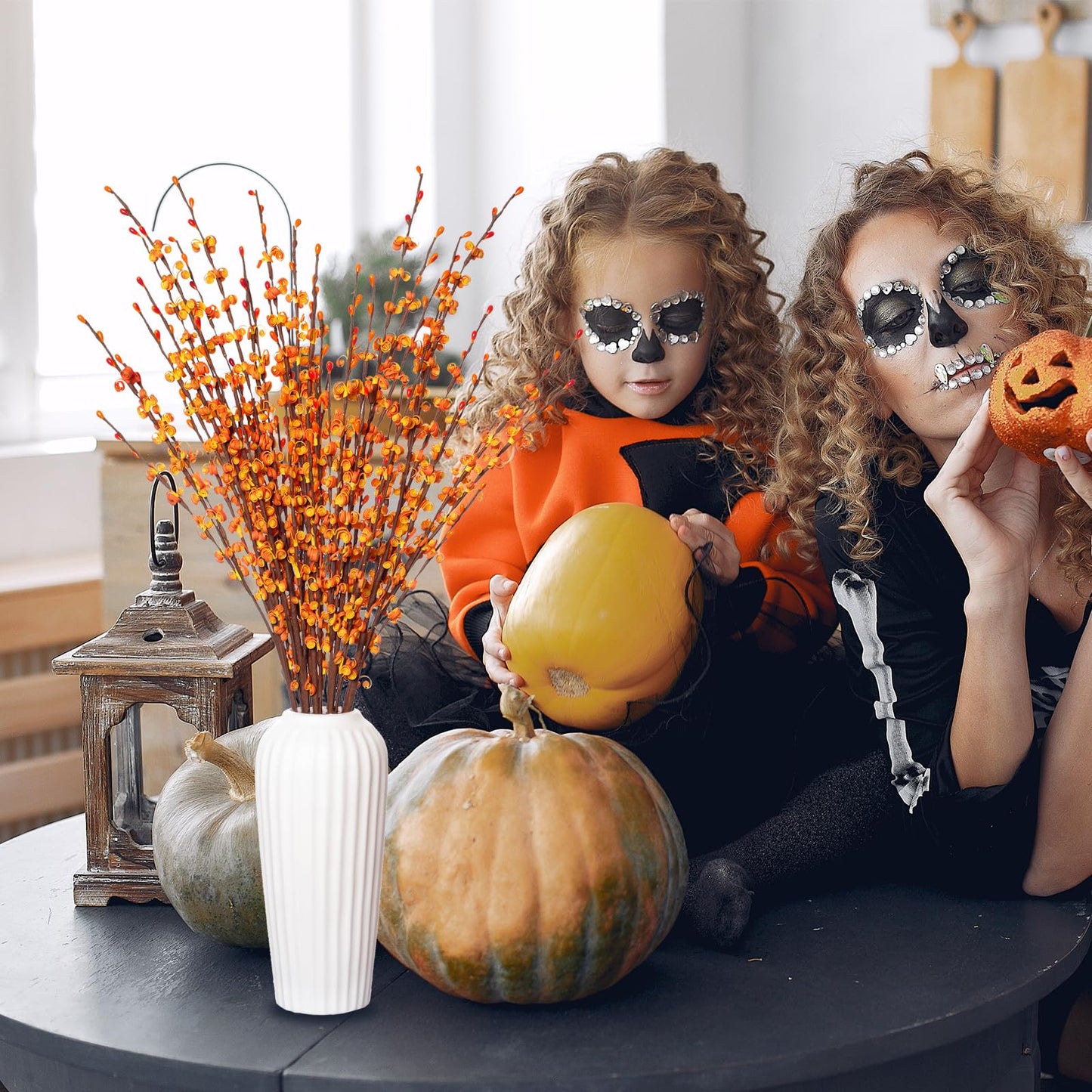 Wootkey 5 Pcs 29.5" Long Fake Fall Flowers Burnt Orange Jasmine Fall Floral Stems for Wedding Thanksgiving Bouquets Dried Autumn Orange Fake Flowers for Vases Home Parties Thanksgiving Decor