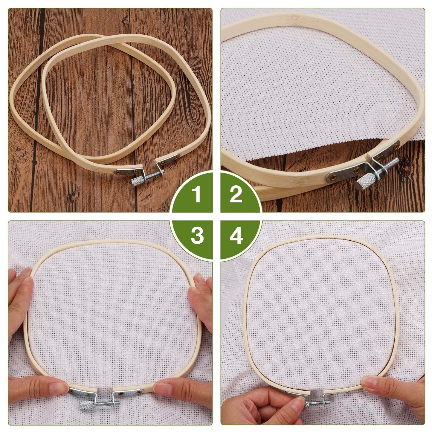 Caydo 3 Pieces 3 Sizes Square Embroidery Hoops Adjustable Circle Cross Stitch Hoop Embroidery Frames for Sewing, Needlework, DIY Embroidery Craft