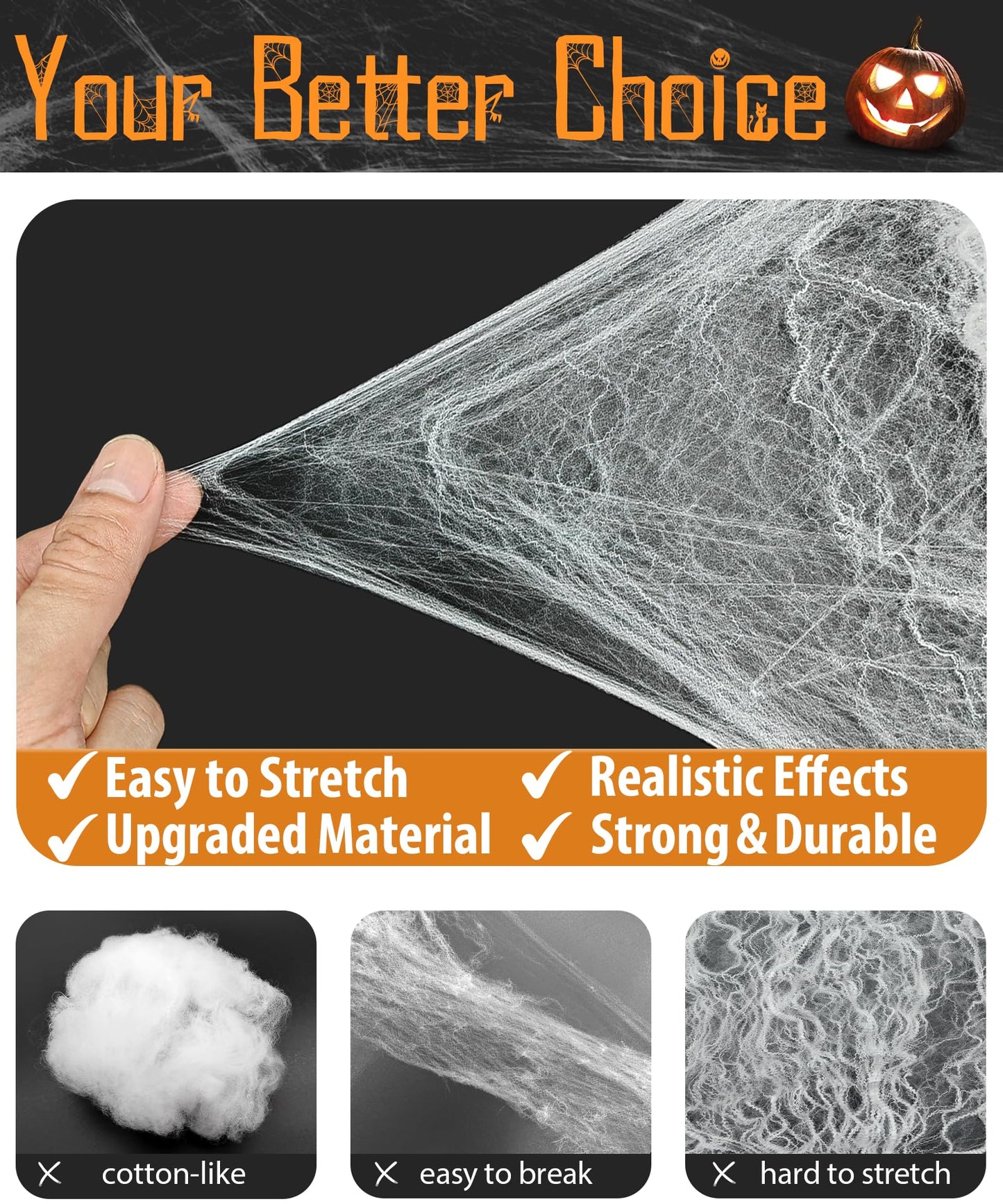 Spider Webs Halloween Decorations Outdoor & Indoor - 1200 sqft & Extra 30 Fake Spiders - Durable & Stretchable Halloween Yard Decorations Party Favorsor Party Supplies