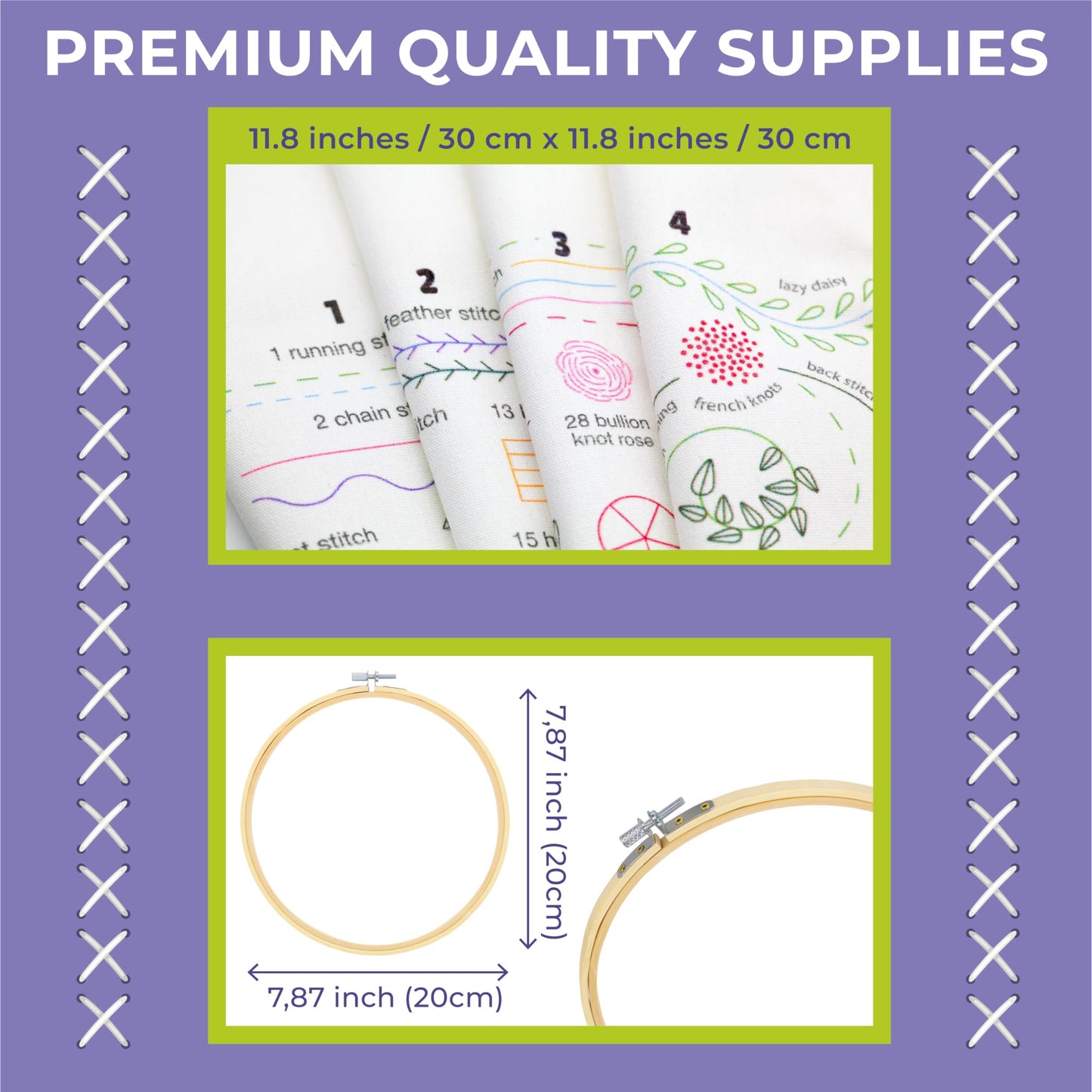 Craftwiz 4-Piece Starter Embroidery Kit for Beginners and Expert with Simple Patterns, Learn 29 Stitches with Hand Embroidery Kit