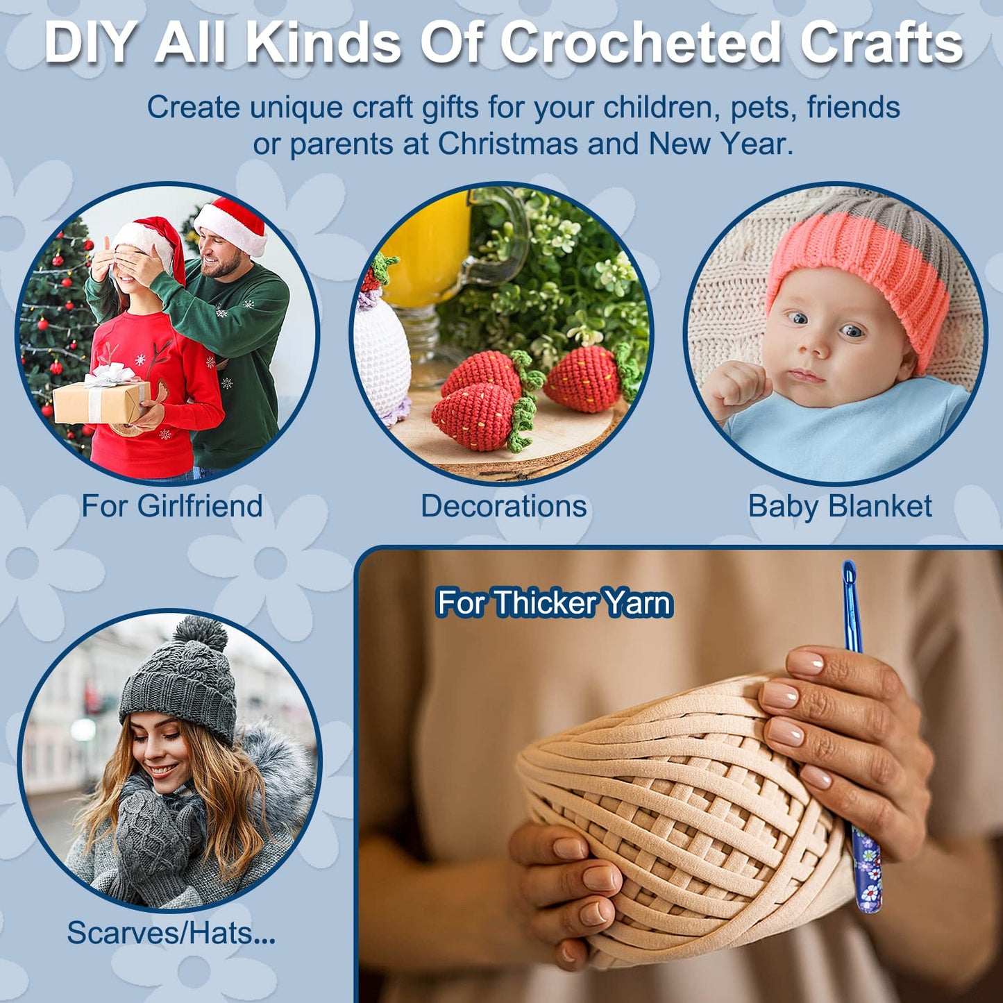 Coopay Large Size Warm Crochet Hooks for Crocheter, 6.5mm to 10mm Crochet Kit Crochet Hook Set Art Aluminum Soft Grip Crochet Needles for Crocheting, Comfort Knitting Hook Knitting & Crochet Supplies