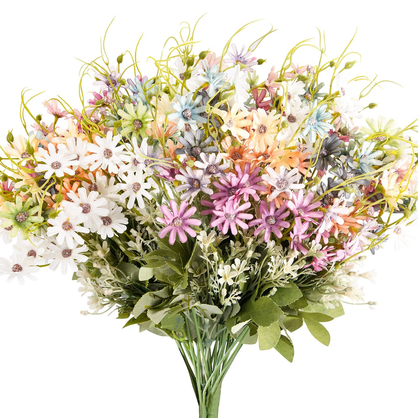 AUMVEYI 6 Bundles Wildflowers Artificial Flowers Outdoor Fake Daisy UV Resistant Silk Wild Flower Bouquets Bulk Faux Plants Plastic Greenery for Decoration vase Floral Arrangements Home Décor