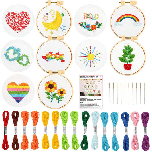 10 PCS Cross Stitch Kits for Beginners, Embroidery Beginner Kits for Kids 7-13, Include Instructions, Cross Stitch Kits with Pattern, Needlepoint Kits for Embroidery Projects
