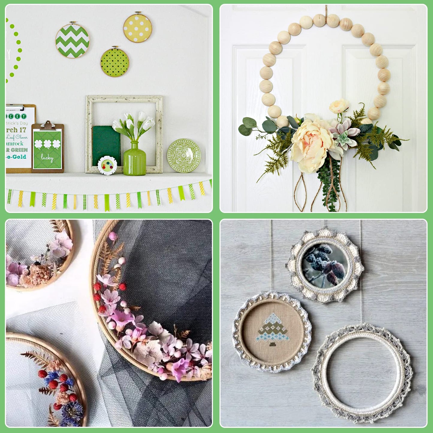 3 PCS Beech Wood Embroidery Hoops, Wood Circle Hoop Ring Cross Stitch Hoop for Embroidery, Cross Stitch, Needlework, Art Craft Handy Sewing and Christmas Decoration (Size-4", 6", 8")