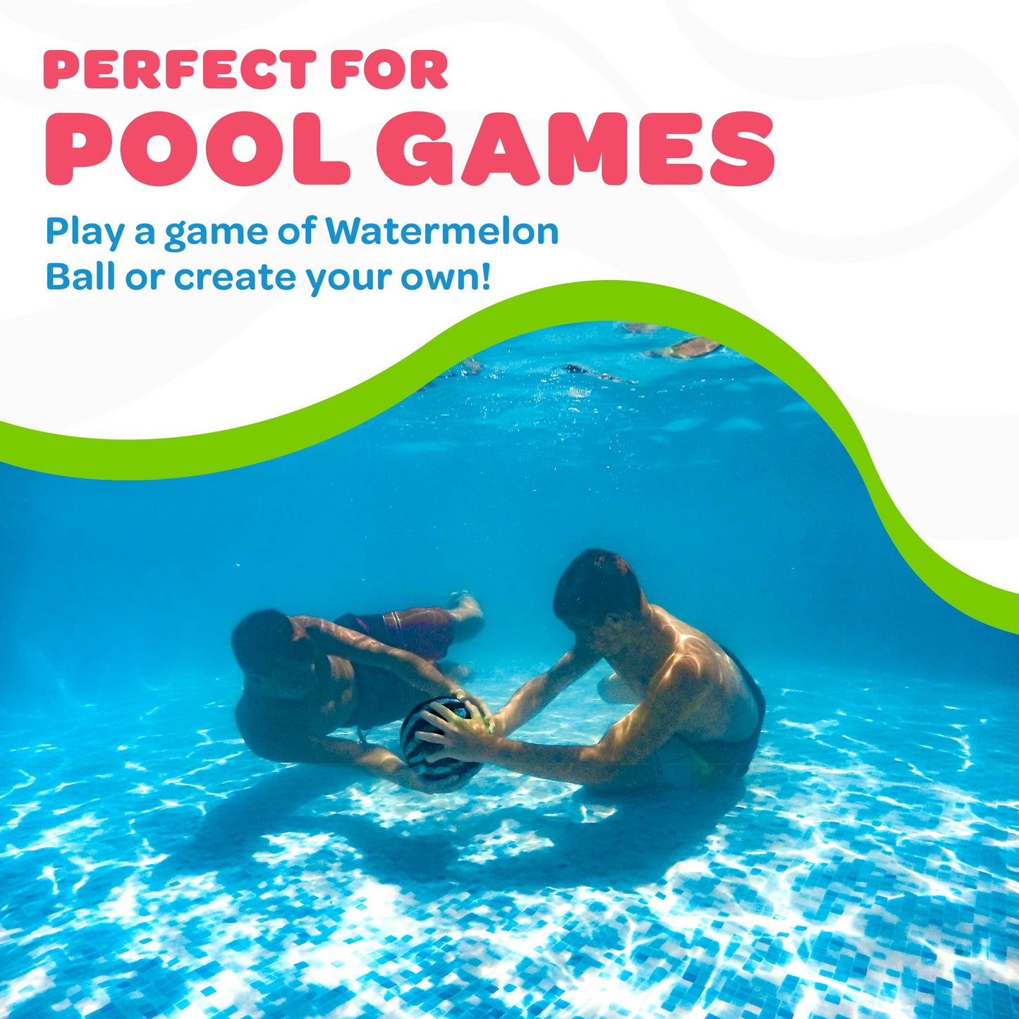 Watermelon Ball – The Ultimate Swimming Pool Game for Under Water Passing, Dribbling, Diving and Pool Games for Teens, Kids, or Adults, Balls Fills with Water, Blue, 9 inches