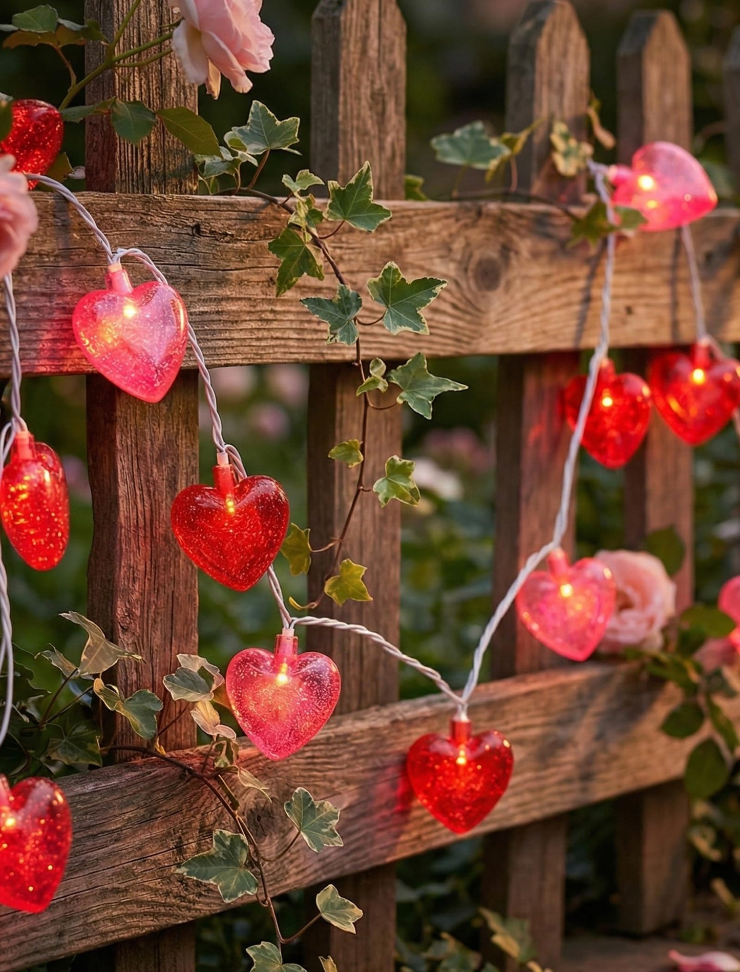 Heart String Lights, 8.5Ft Valentine's Day Decorations String Lights with 10 Pink and Red Heart Lights, Plug in Heart Fairy Lights for Bedroom Home Wedding Indoor Outdoor Valentine's Day Decor