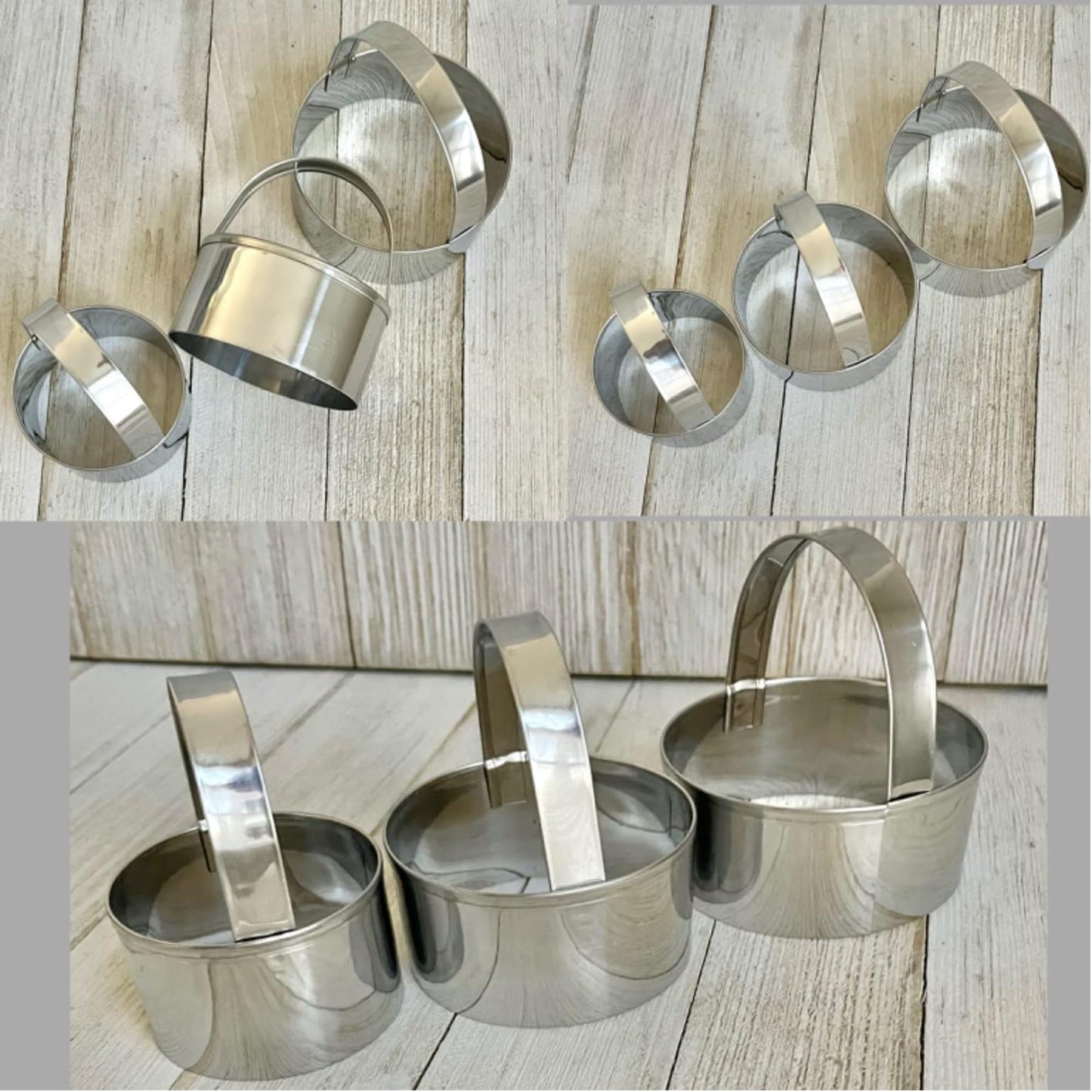 Maykito 3 Pieces Round Biscuit Cutter with Handle - Stainless Steel Round Circle Doughnut Cutter Baking Molds Assorted Size