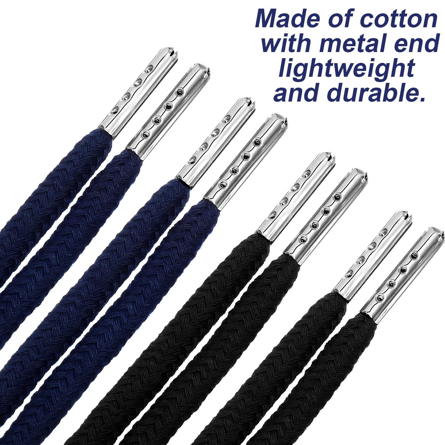 Drawstring Cords Replacement Drawstrings with Easy Threader for Sweatpants Shorts Pants Jackets Coats (Black, Navy Blue)