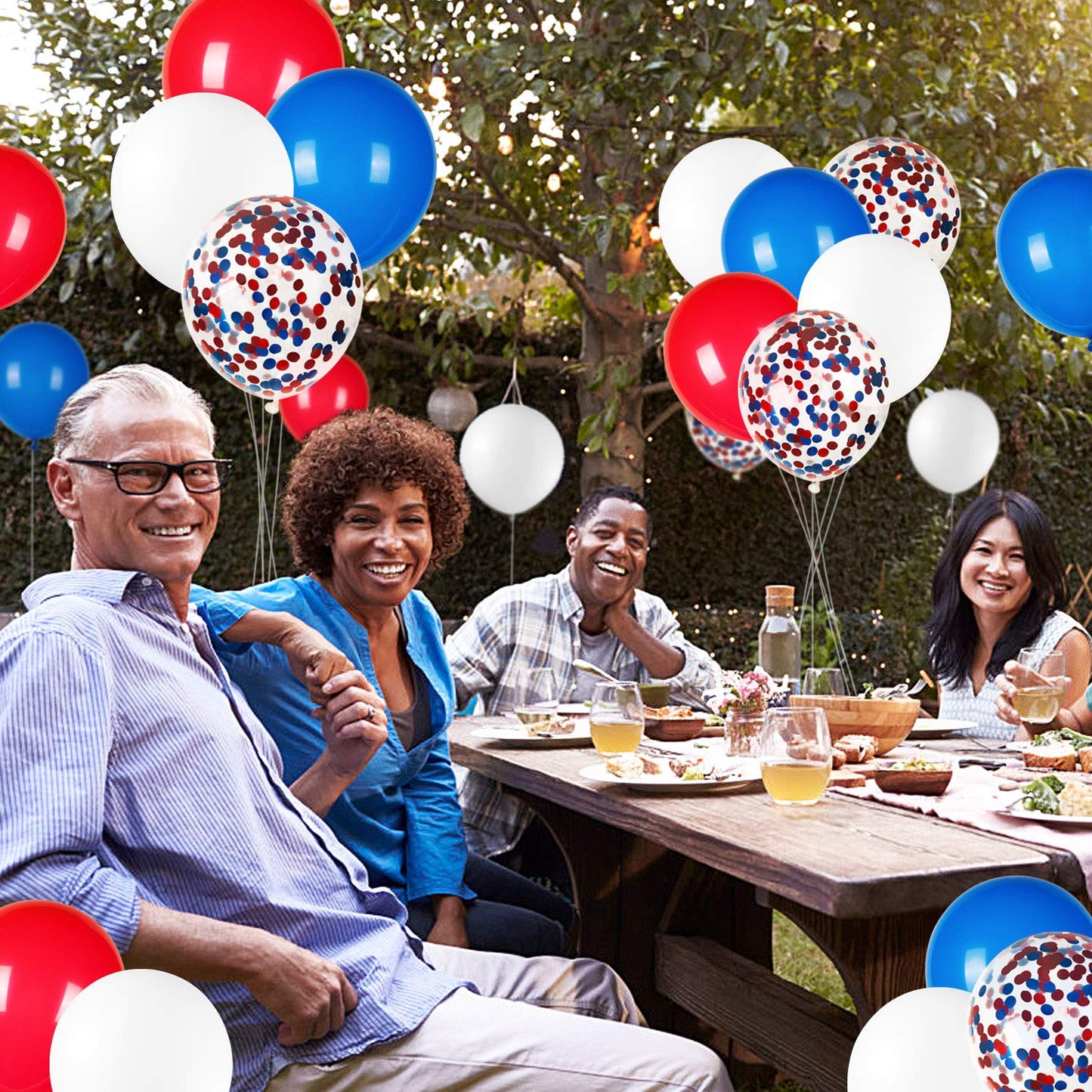 JOYYPOP 80Pcs Red White and Blue Latex Balloons with Confetti Balloons for 4th of July Decorations Independence Day Patriotic Anniversary