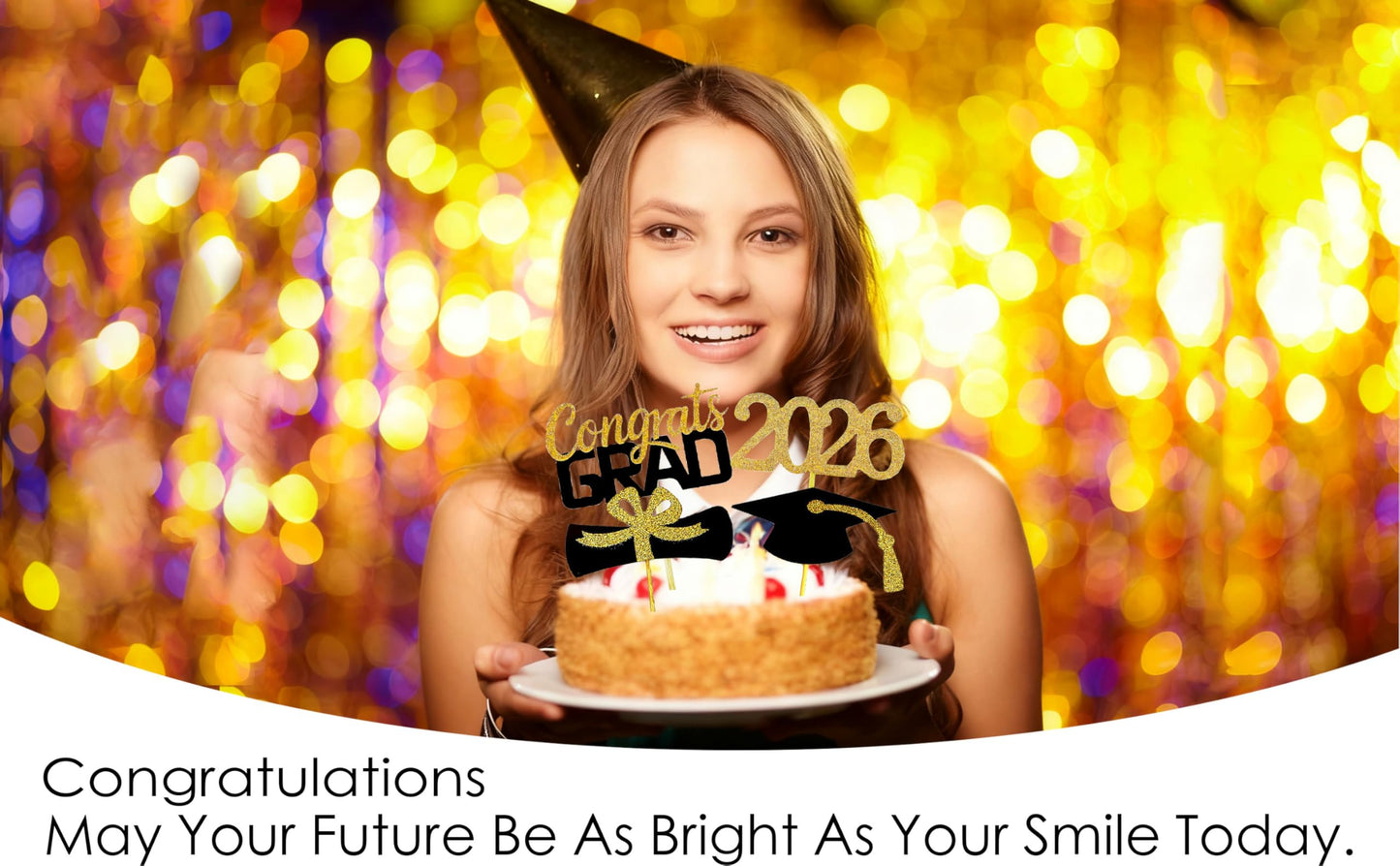 YuBoBo 2026 Graduation Cupcake Toppers, 48 PCS Food/Appetizer Picks For Graduation Party Mini Cake Decorations, Diploma, 2026, Grad Cap Set 48 Pieces (01 Gold)