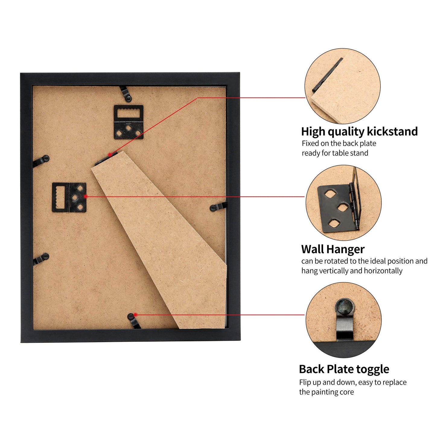 Framenow,8.5x11 Picture Frames Set of 3, Made of Real High Definition Glass and Solid Frame to Display Certificate or Pictures 8.5x11,To Wall and Tabletop Mounting, black. (8.5x11'')