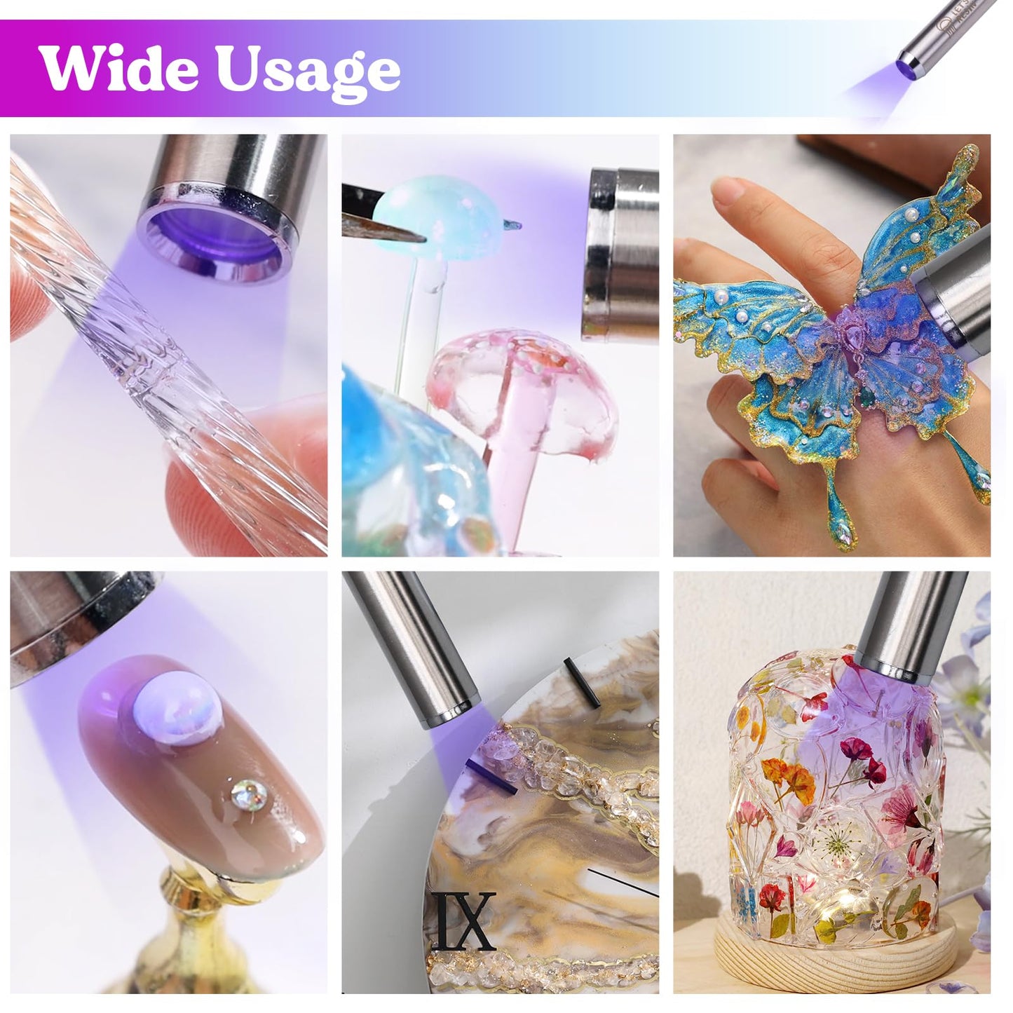 LET'S RESIN UV Resin Kit with Light, Bonding&Curing in Seconds, 30g UV Resin with Flashlight for Welding, Jewelry UV Glue Adhesive for Plastic Repair, Glass Light, Craft Decor
